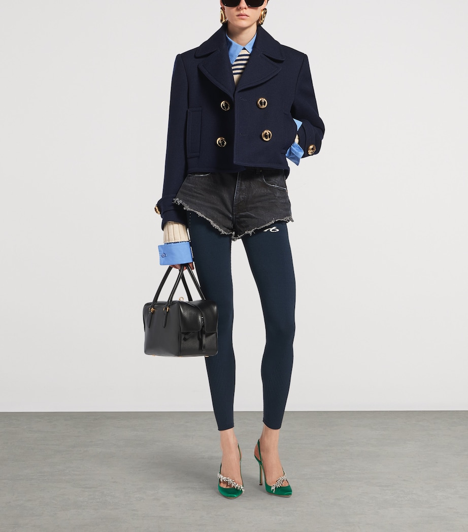 Balenciaga Womens Wool Cropped Pea Coat Image 2