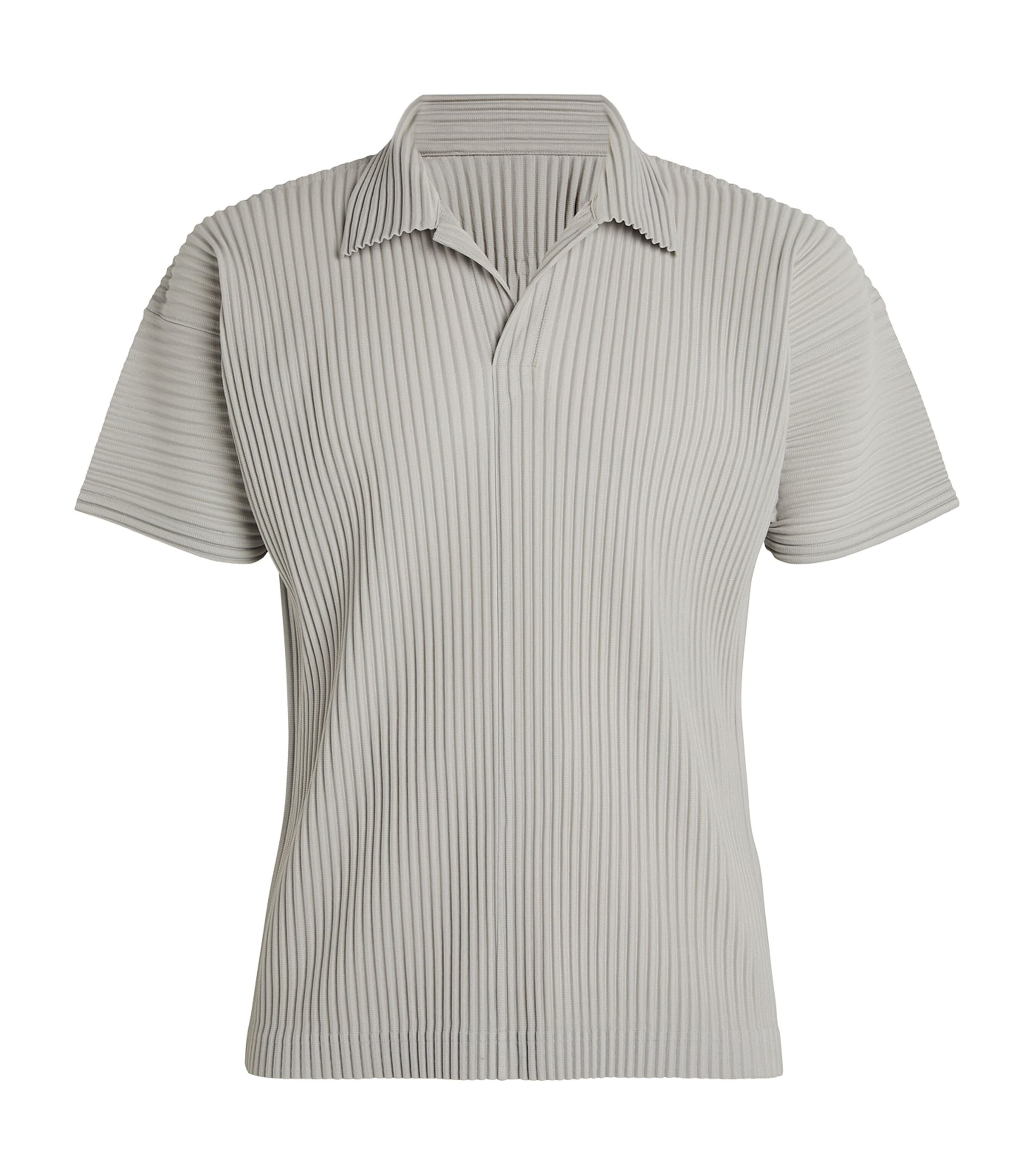 Issey Miyake Short-sleeved Polo Neck T-shirt In Grey