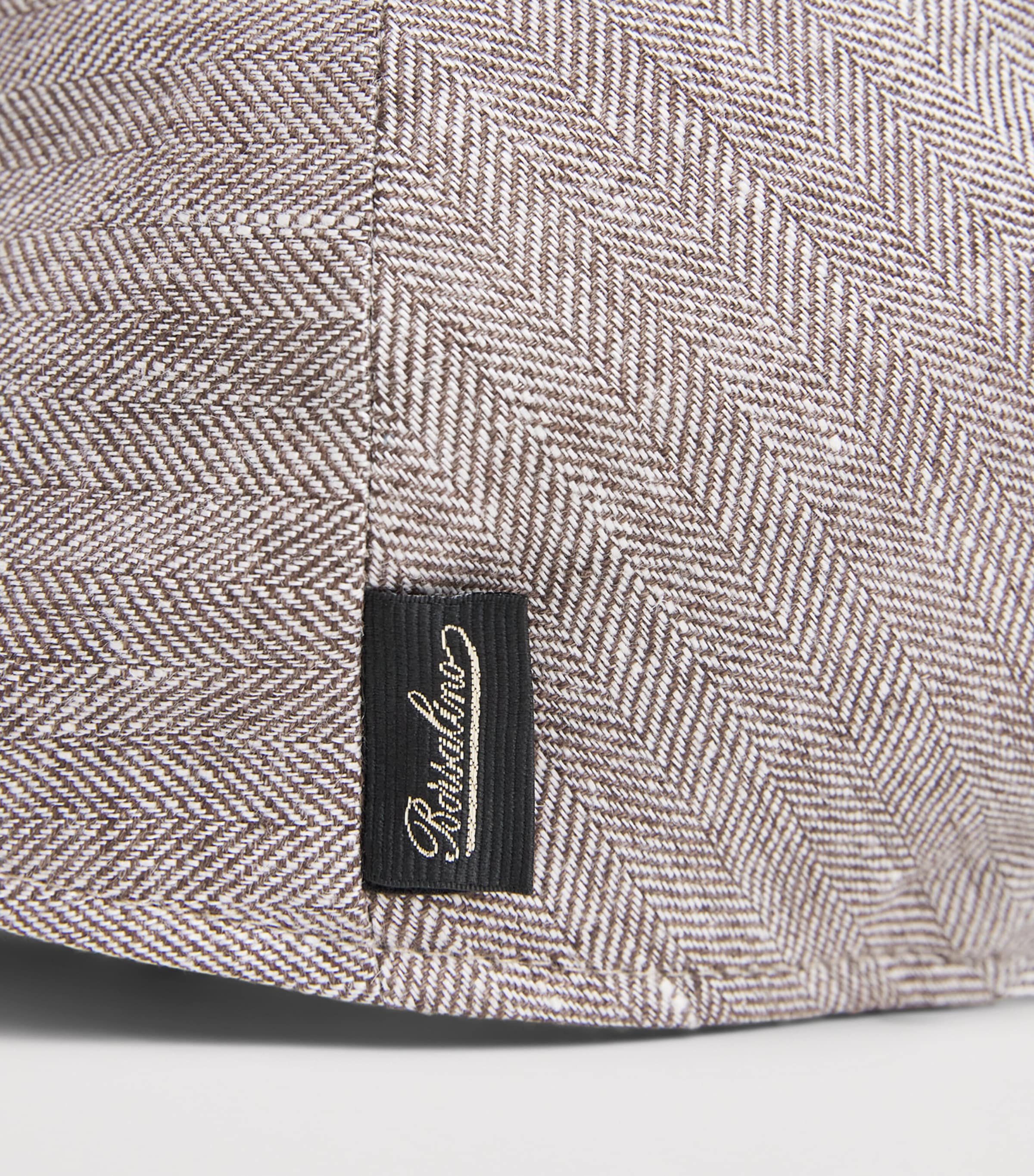 Borsalino Linen Herringbone Parigi Duckbill Flat Cap Lino Spigato Image 4