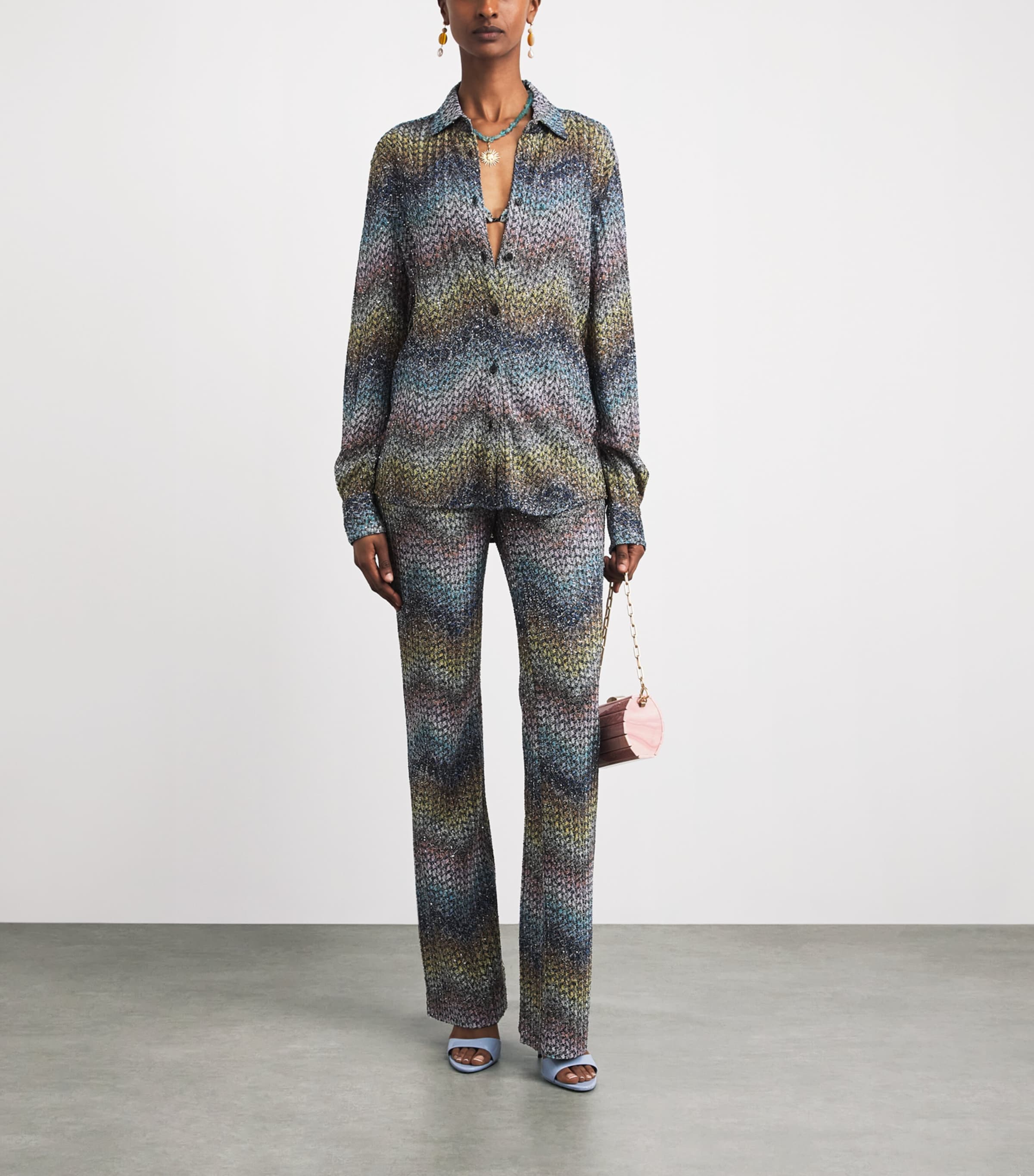 Missoni Womens Metallic Zigzag Shirt Smsns Mlt Bl Ylw Vlt Image 2