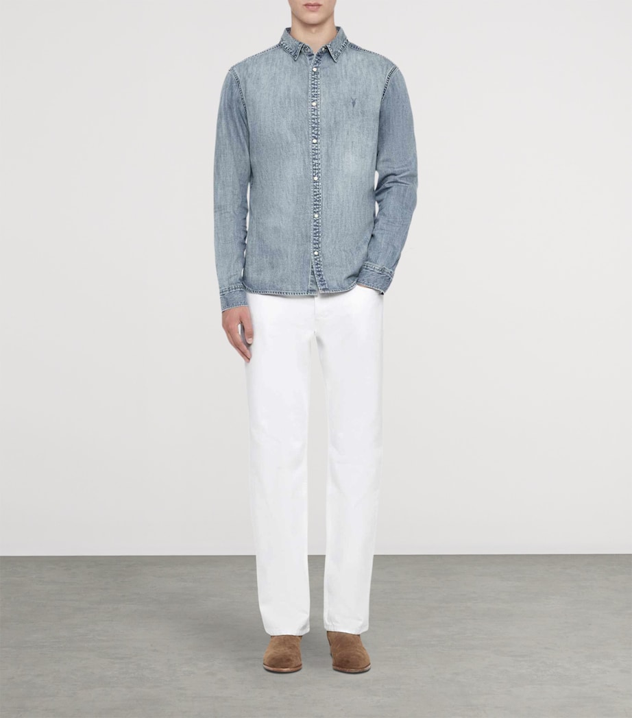 AllSaints Mens Denim Gleason Shirt Light Indigo Image 2
