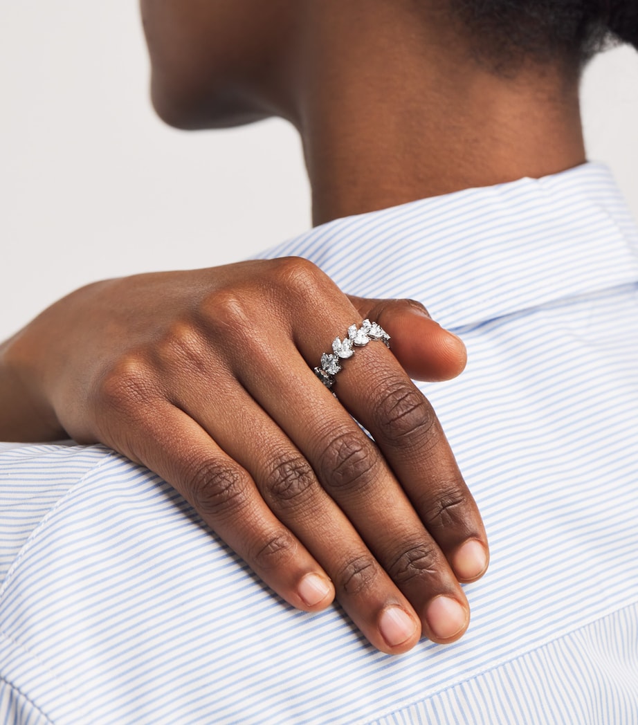 White Gold and Diamond Lotus Ring WHITE GOLD Image 2