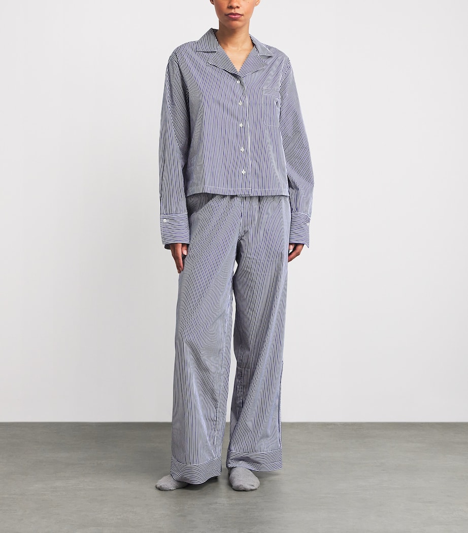 Cotton Stripe Pyjama Set WHITE CLOUD/BEA Image 2
