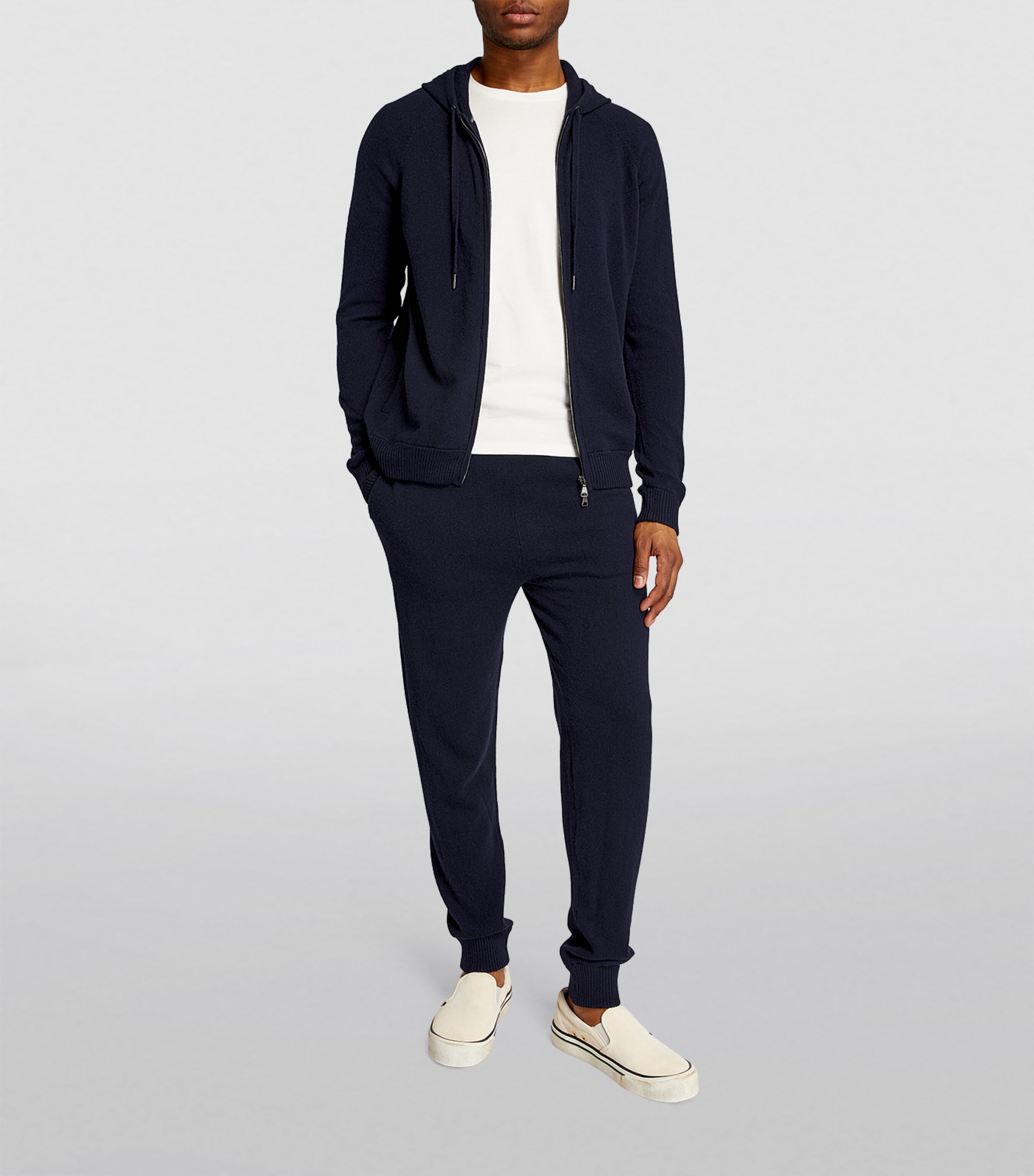 Derek Rose Mens Cashmere Finley Zip-Up Hoodie Nav/navy Image 6