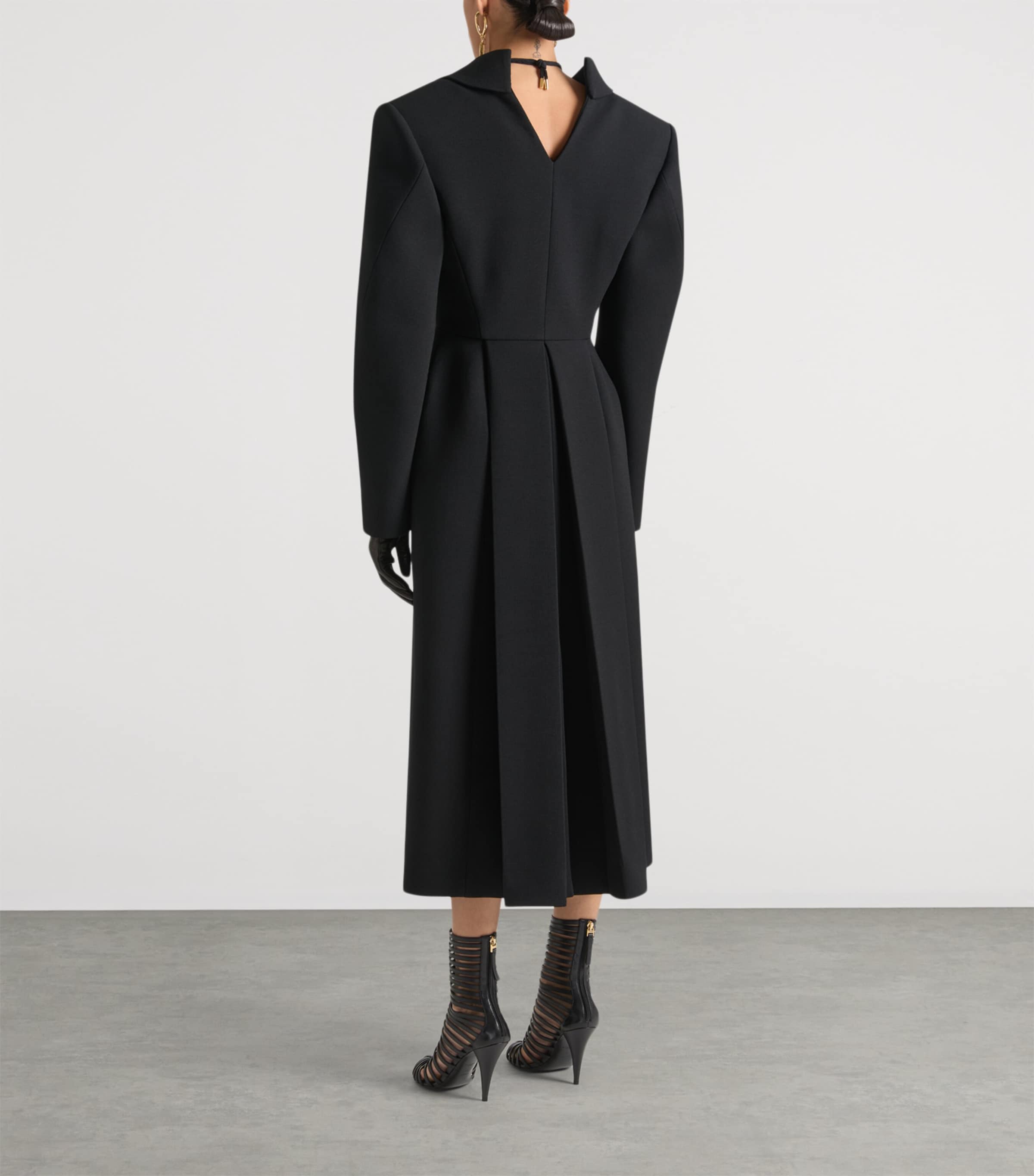 Wool-Blend Open-Back Tailored Coat BLACK Image 3