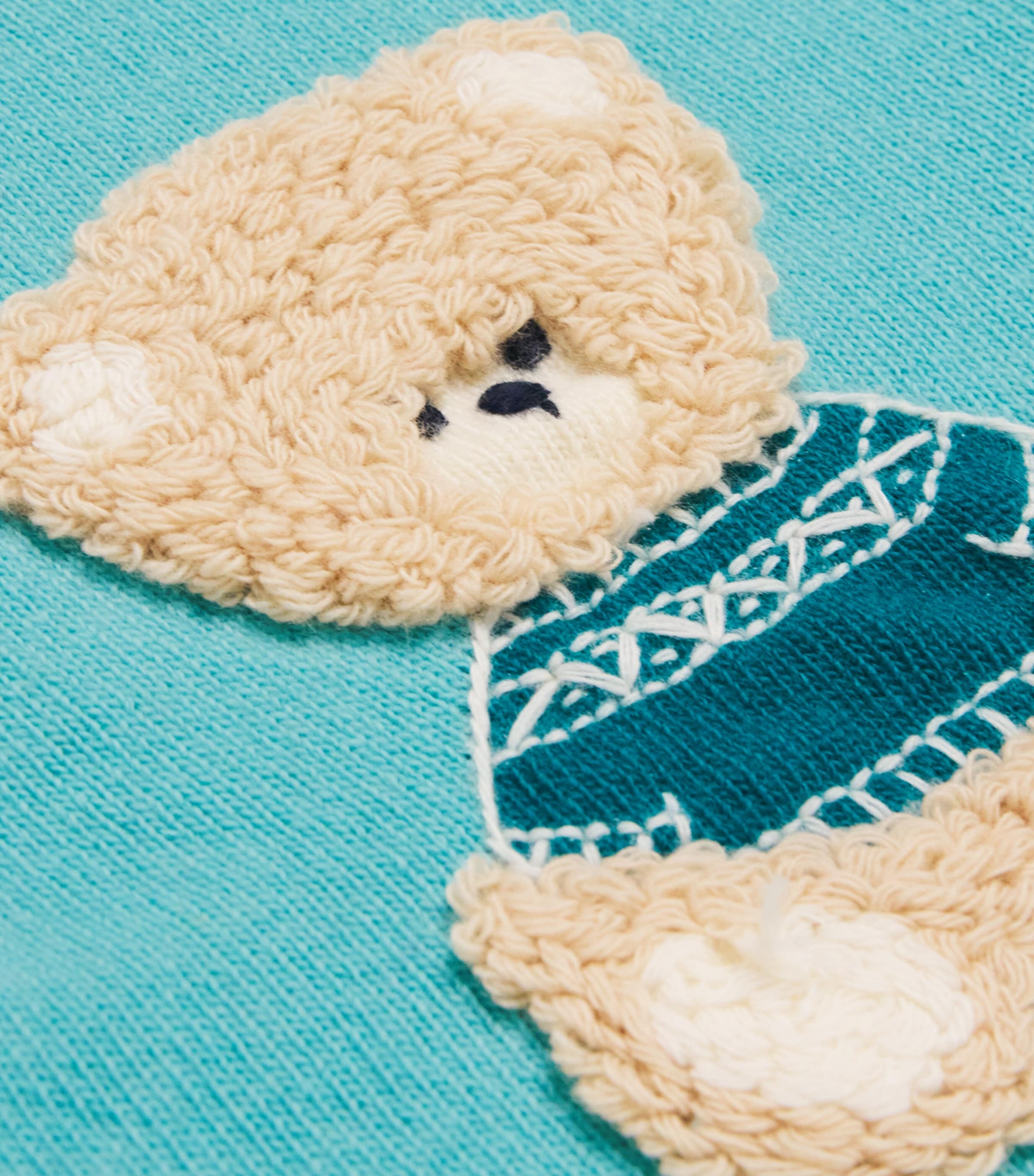 Wool Bear Sweater (2-14 Years) 4550AQUA/PEACOCK GRN Image 3