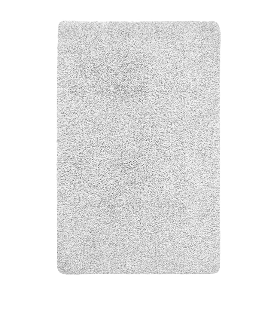 Cotton-Blend Parson Bath Mat (50cm x 80cm) WHITE/SILVER Image 1