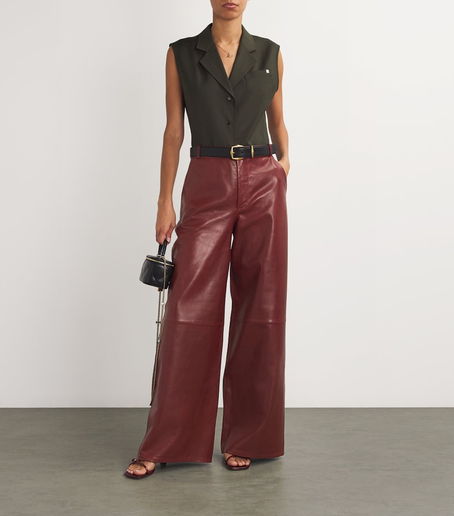 The Wide Leather Trousers SYRAH RED Image 2