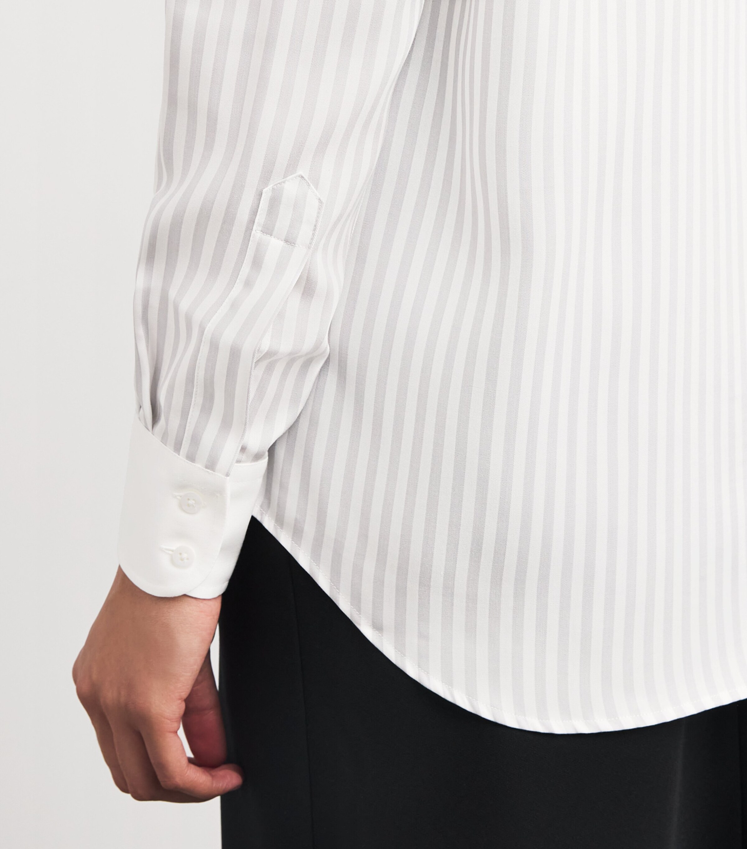 With Nothing Underneath Womens Tencel The Boyfriend Shirt Silver Stripe Image 6