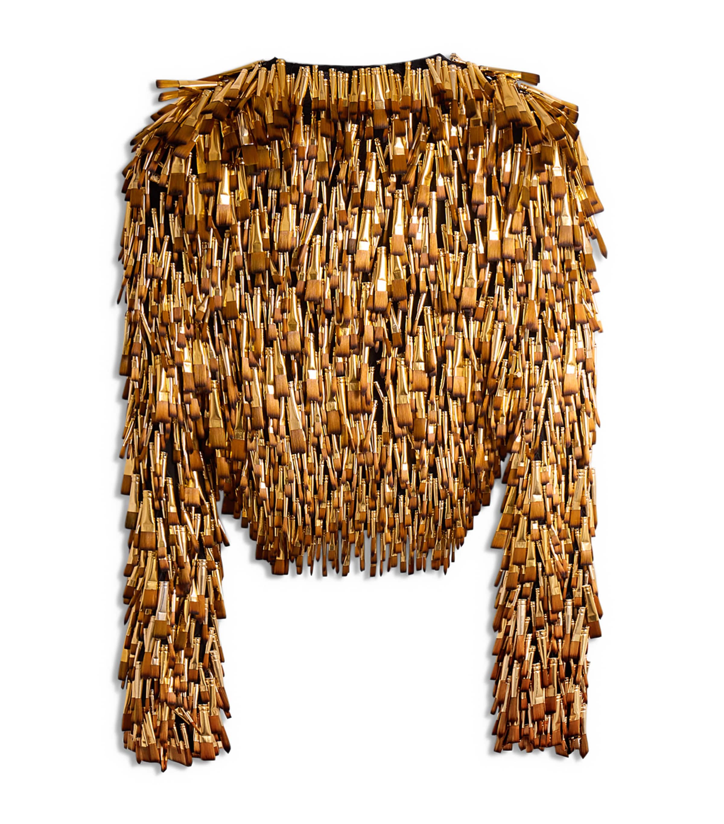 Schiaparelli Womens Embellished Brush Cardigan Gold Image 6