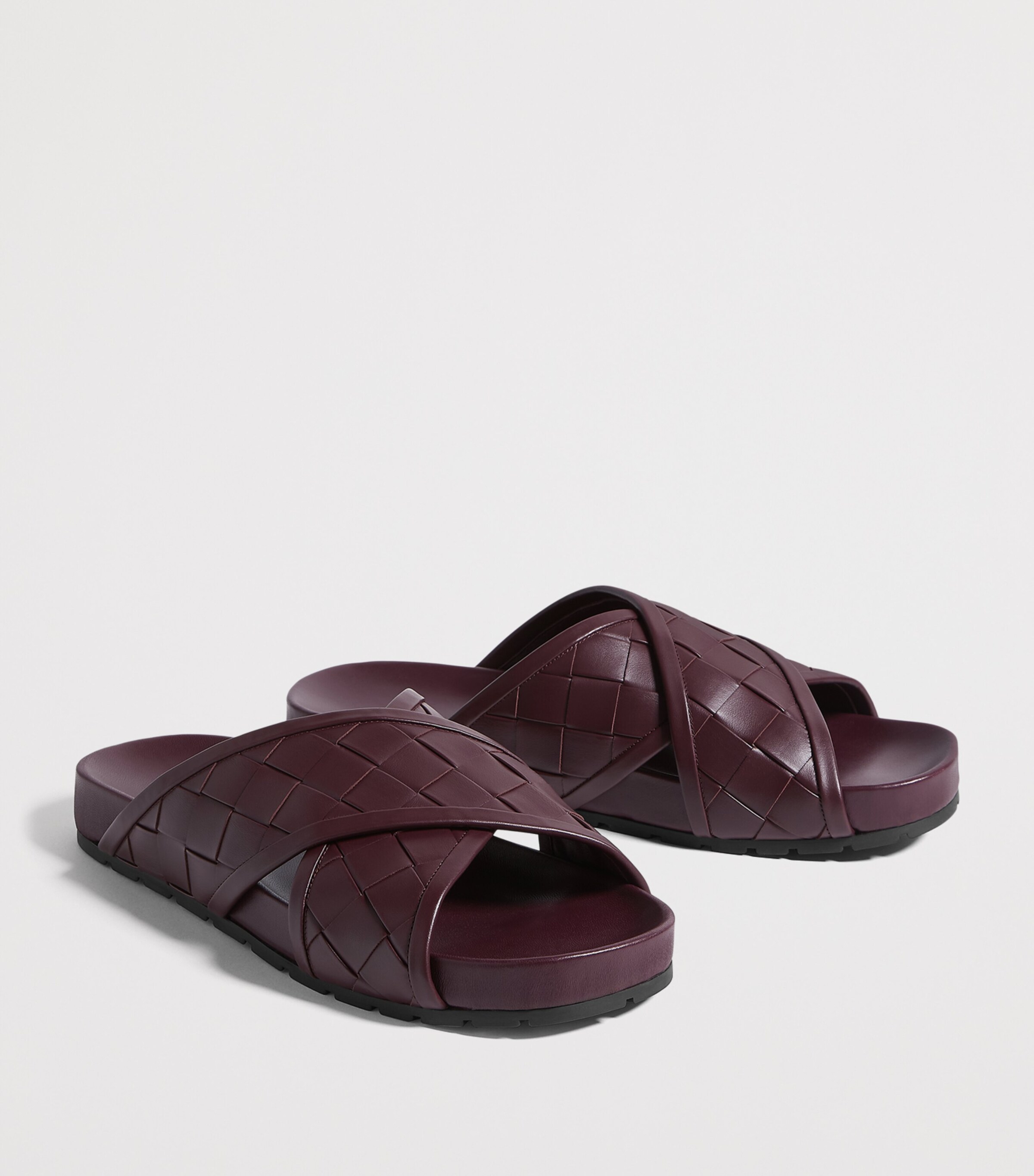 Bottega Veneta Leather Intrecciato Tarik Slides Image 2
