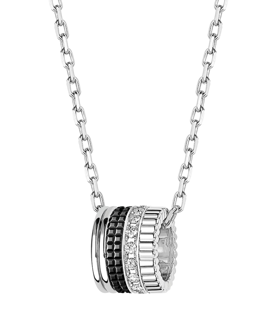 Large White Gold and Diamond Quatre Black Necklace BLACK Image 3