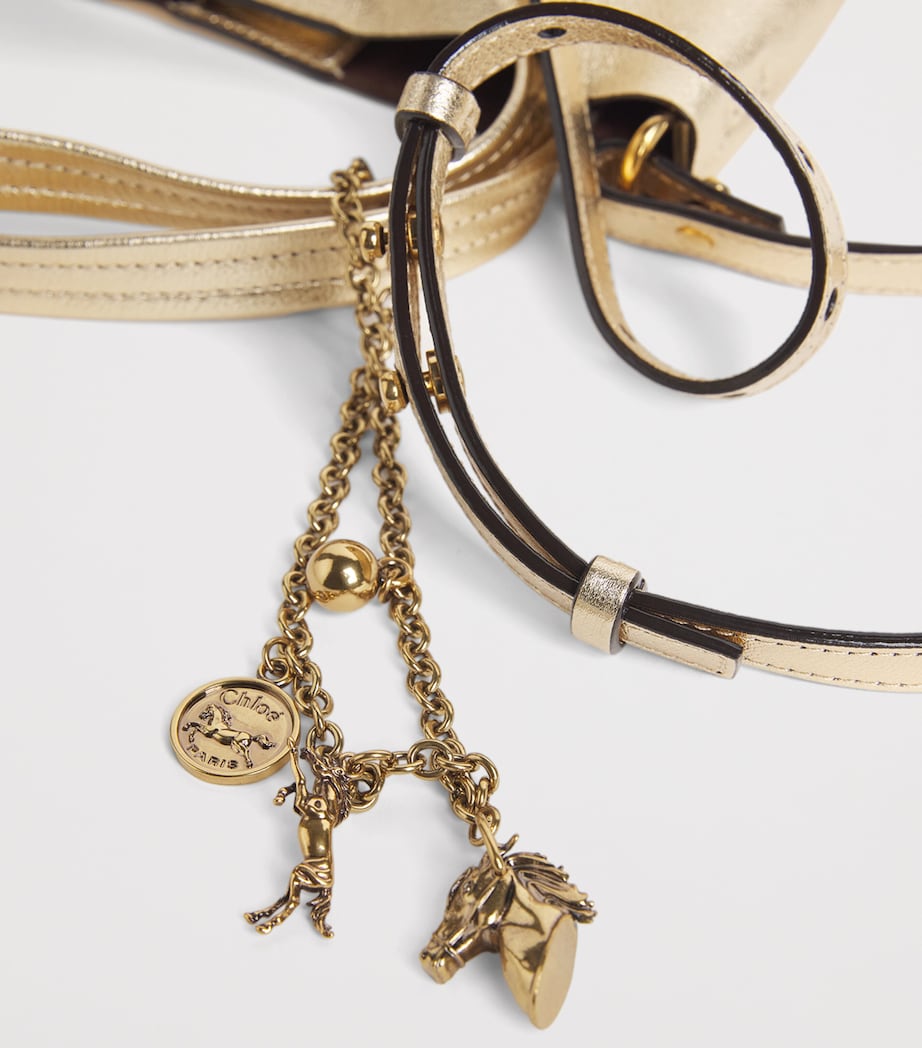 Small Leather Spin Tote Bag LIGHT GOLD Image 6