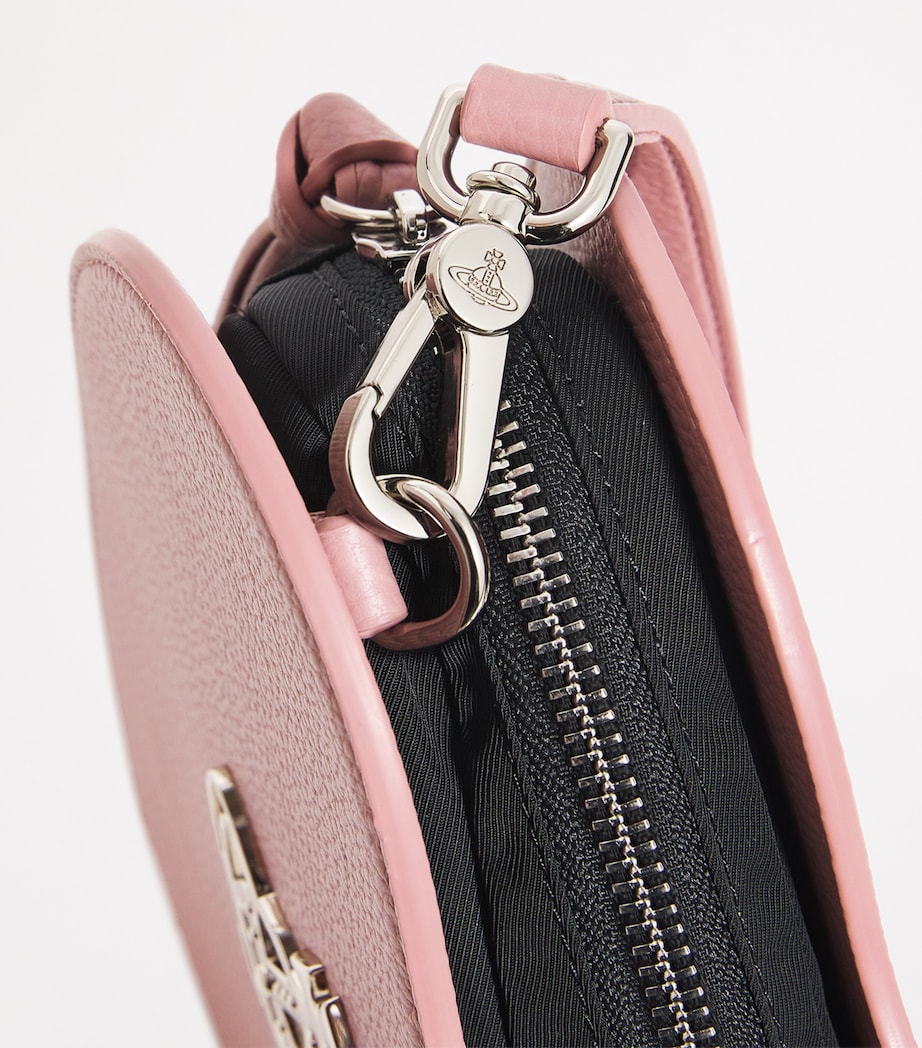 Leather Louise Heart Cross-Body Bag G402 PINK Image 4