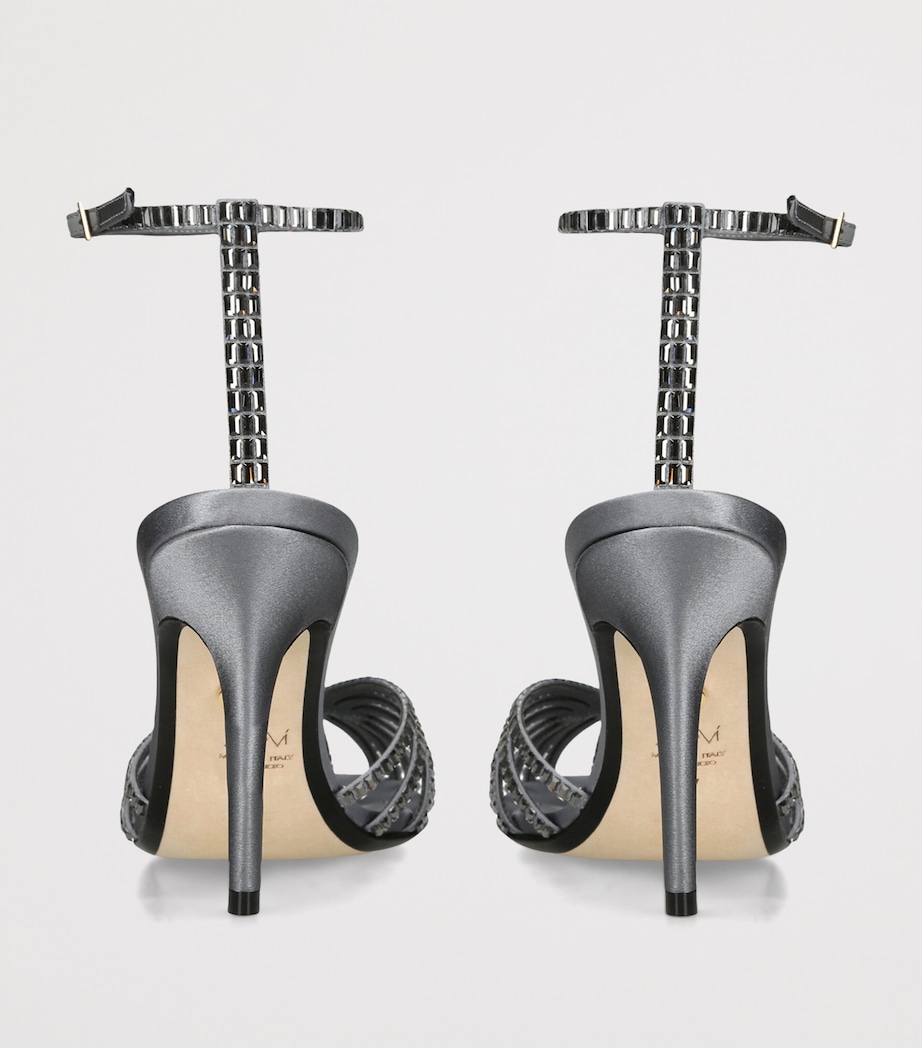 Alevì Satin Penelope Xtal Heeled Sandals 95 Grey Image 4