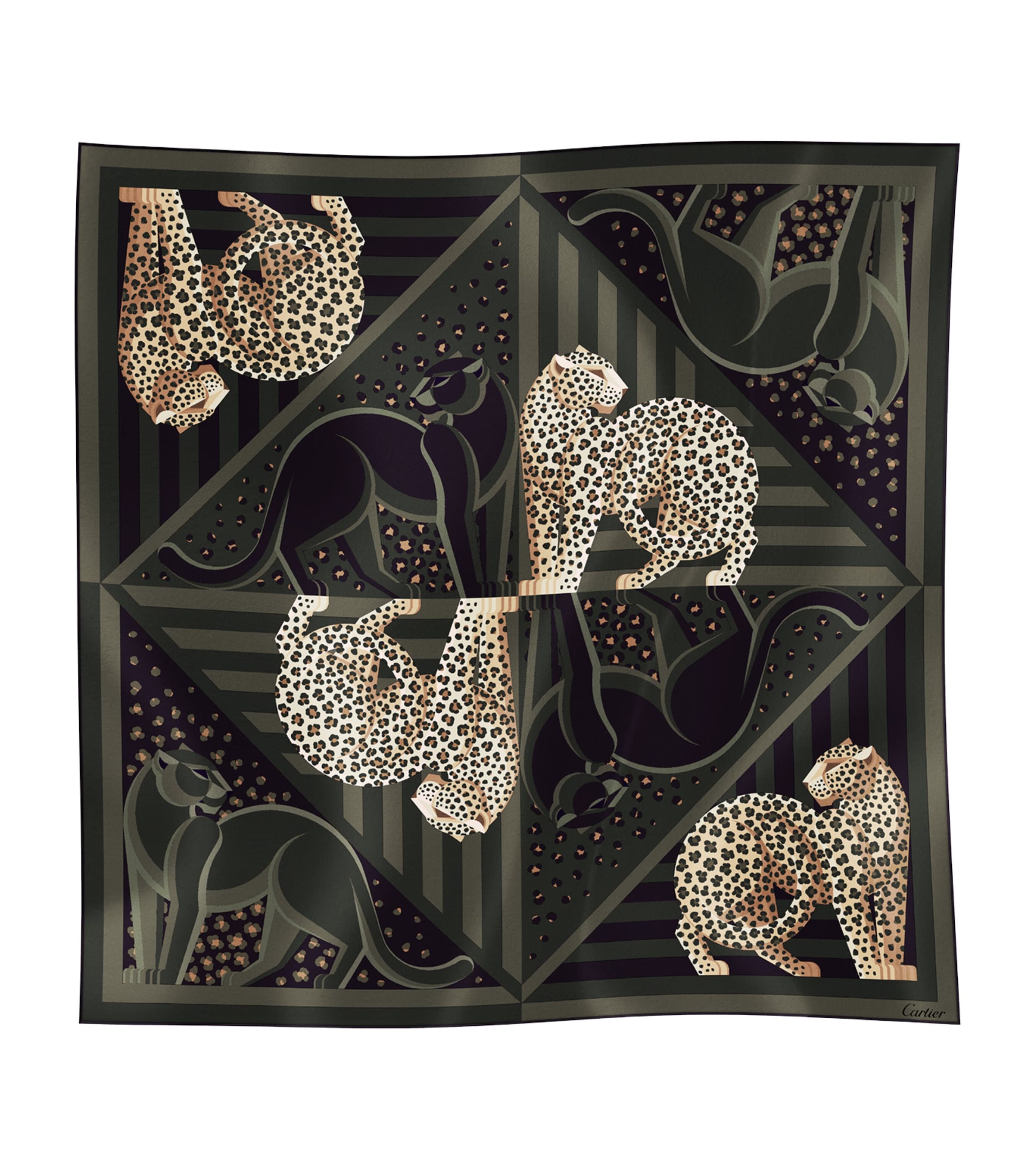 Cartier Silk Panthère Illusion Scarf Green Image 1