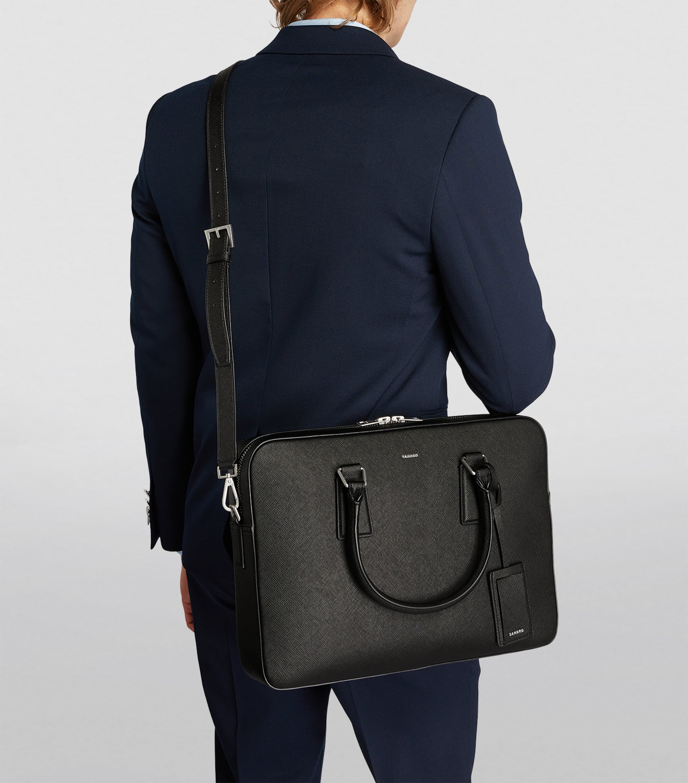 Leather Slim Briefcase BLACK Image 4