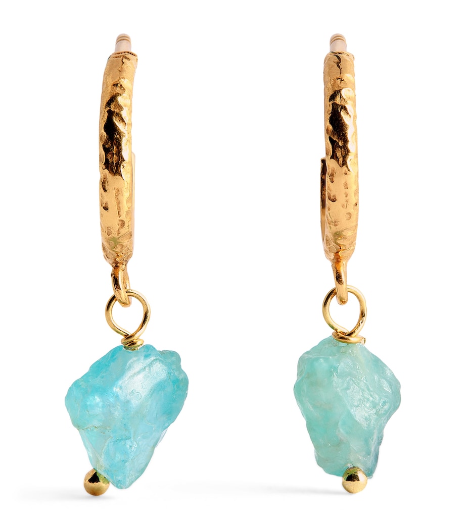 Gold-Plated and Apatite Fystiki Hoop Earrings TEAL Image 1