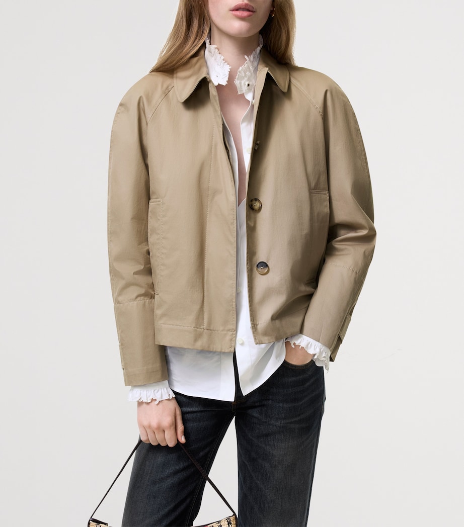 Burberry Womens Tropical Gabardine Jacket Saltmarsh Beige Image 2