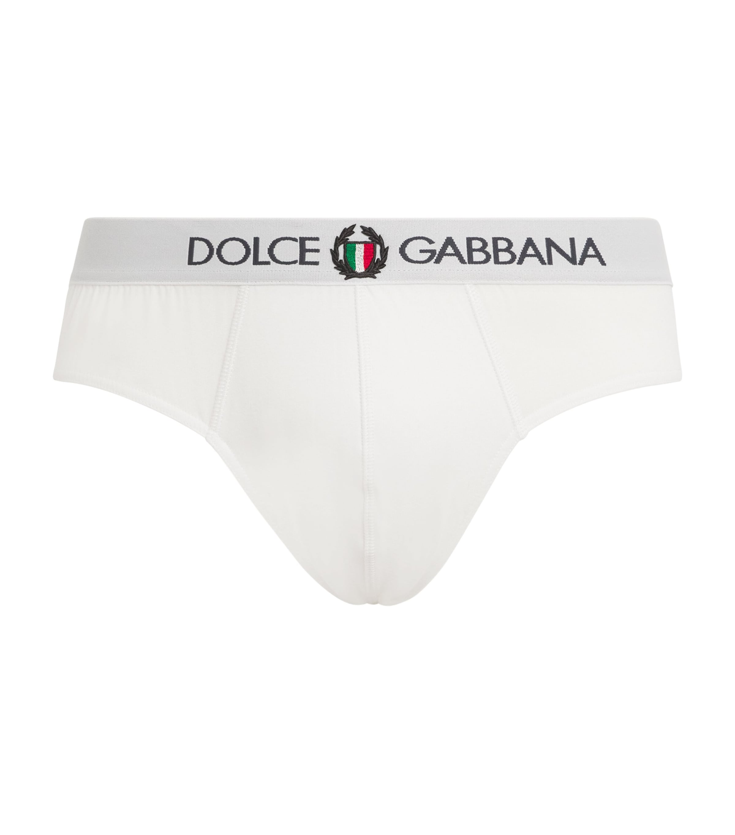 Dolce & Gabbana Stretch-cotton Crest Briefs In Gray