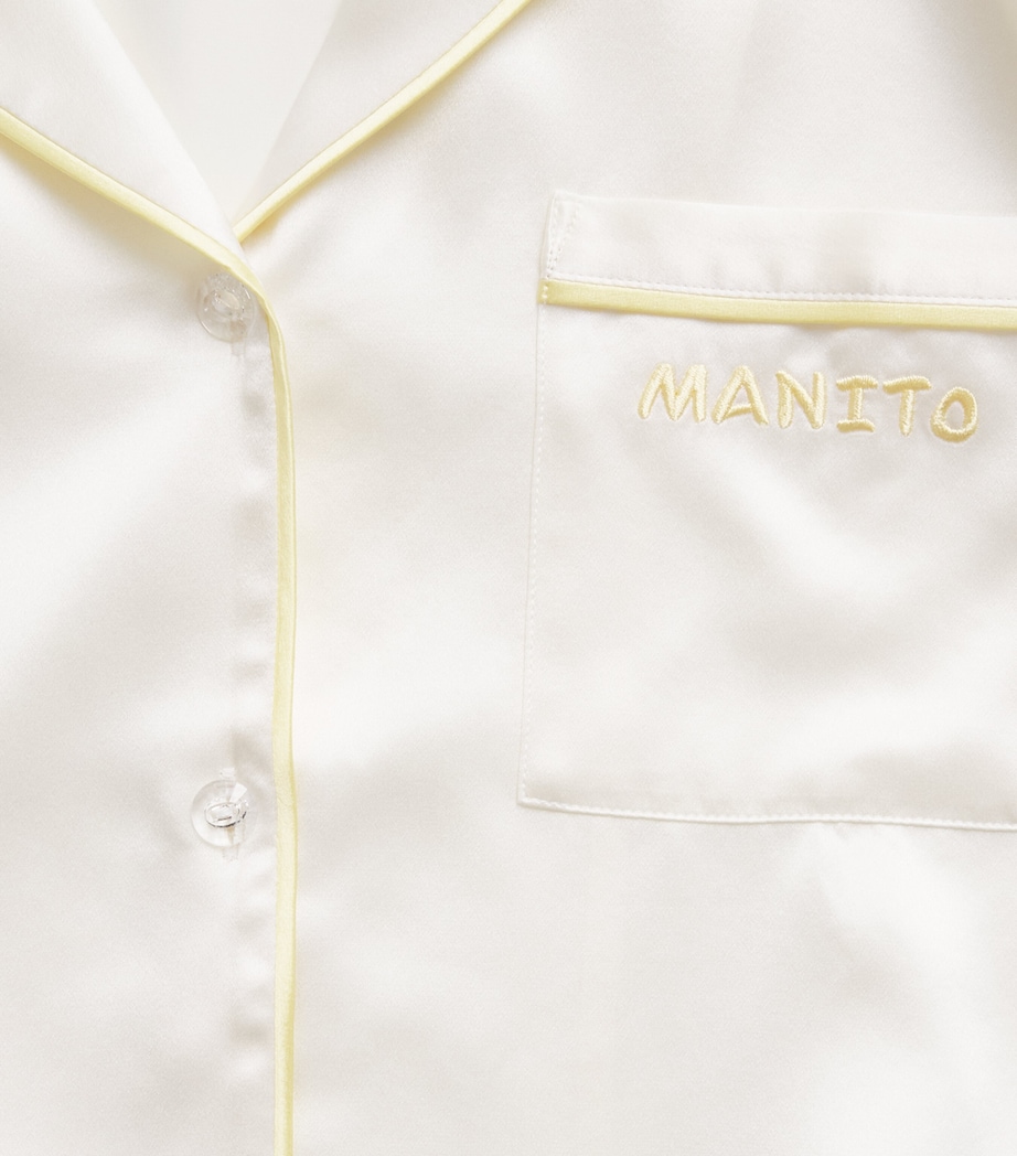 MANITO Womens Mulberry Silk Macaron Pyjamas Creamy White Image 6