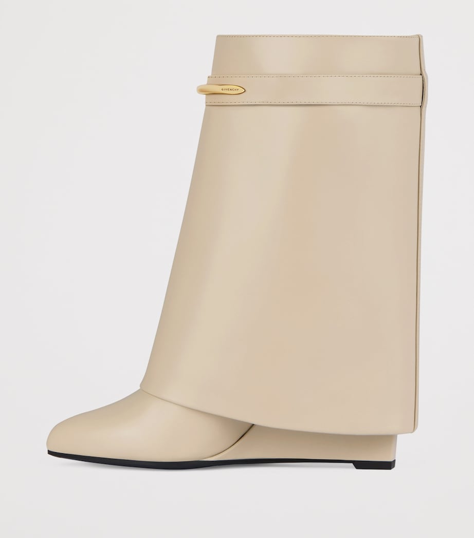 Leather Shark Ankle Boots 95 BEIGE Image 3