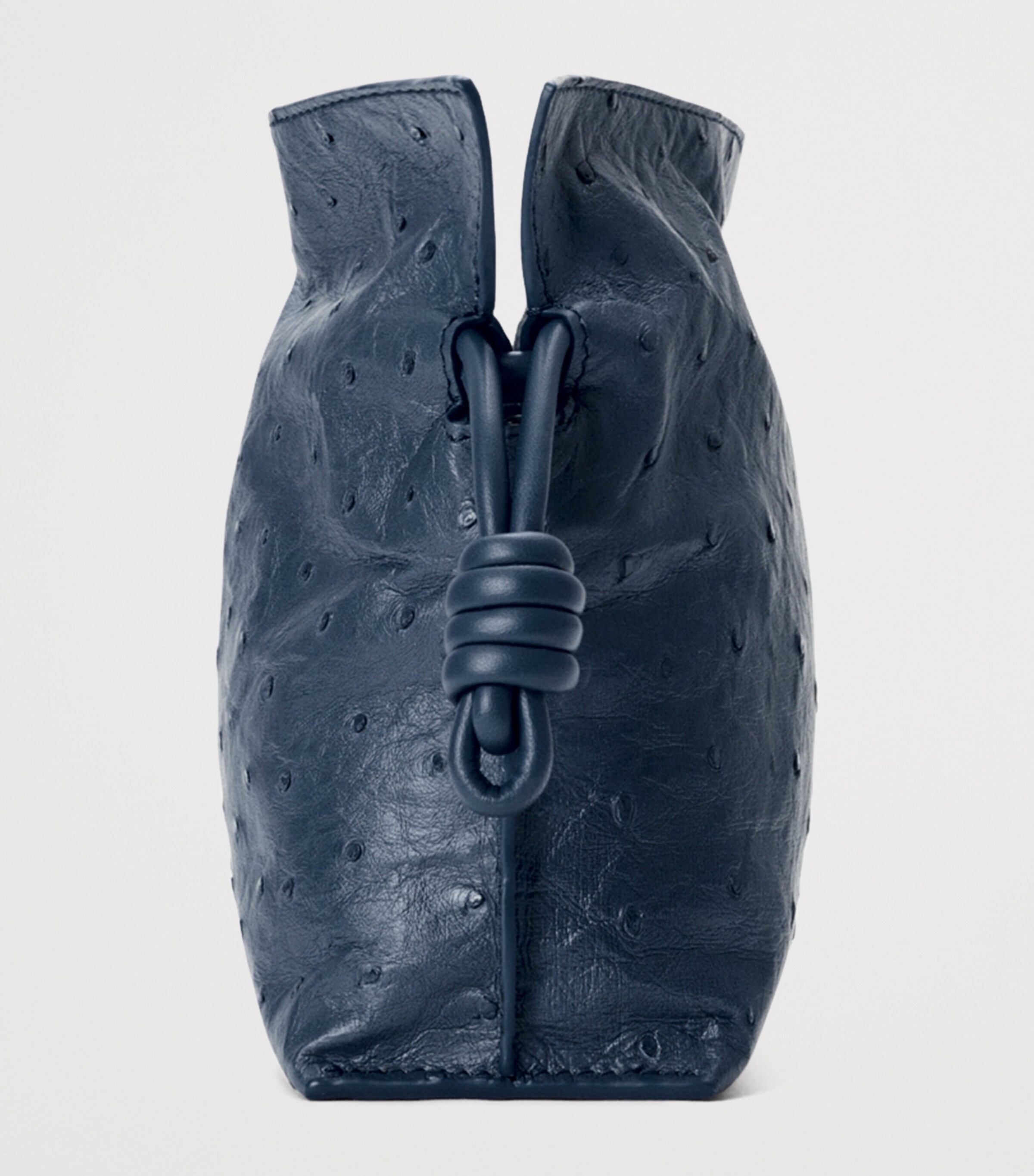 LOEWE Mini Ostrich Leather Flamenco Clutch Bag Deep Navy Image 3