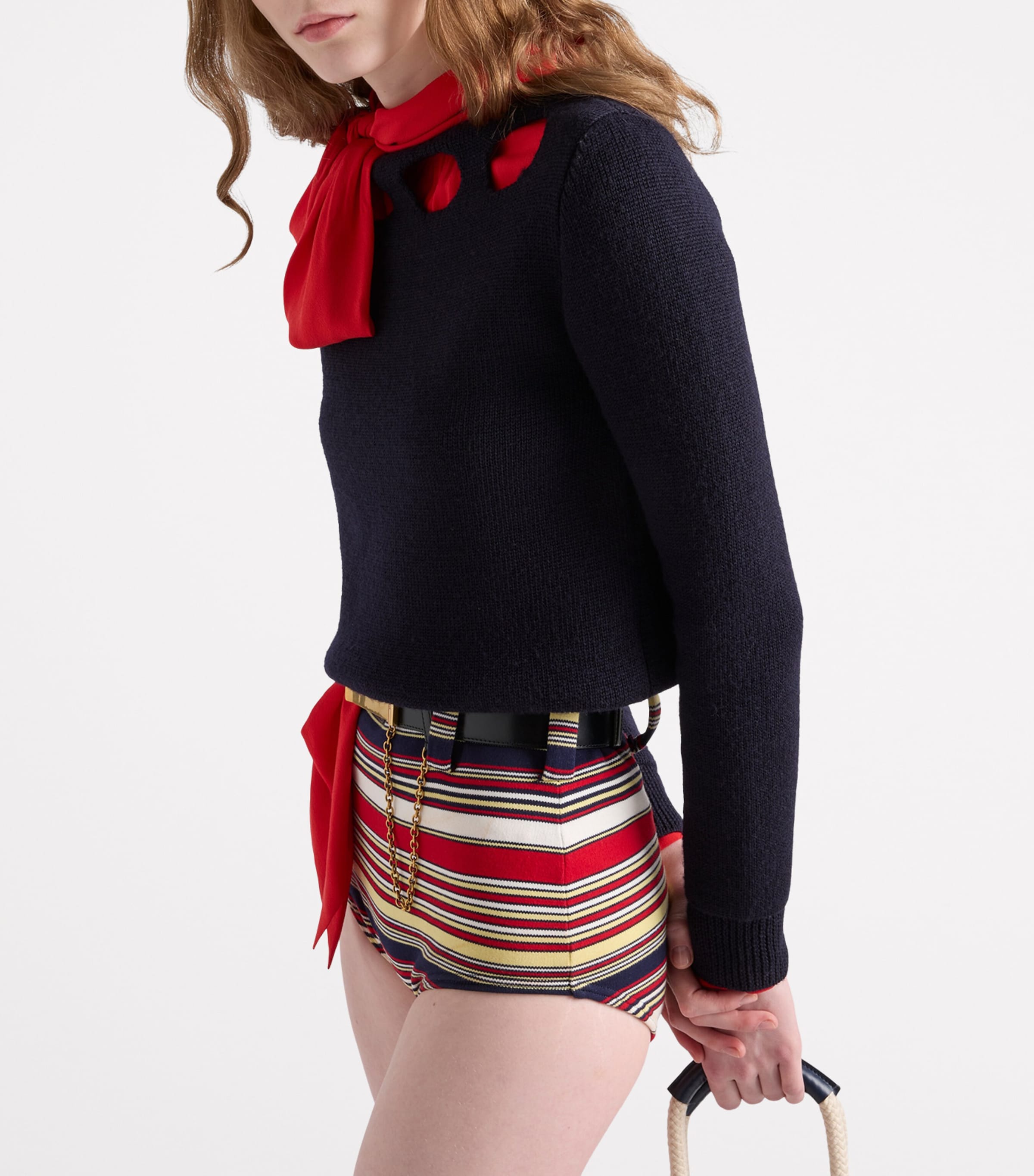 Prada Womens Cotton Boat-Neck Sweater Image 3