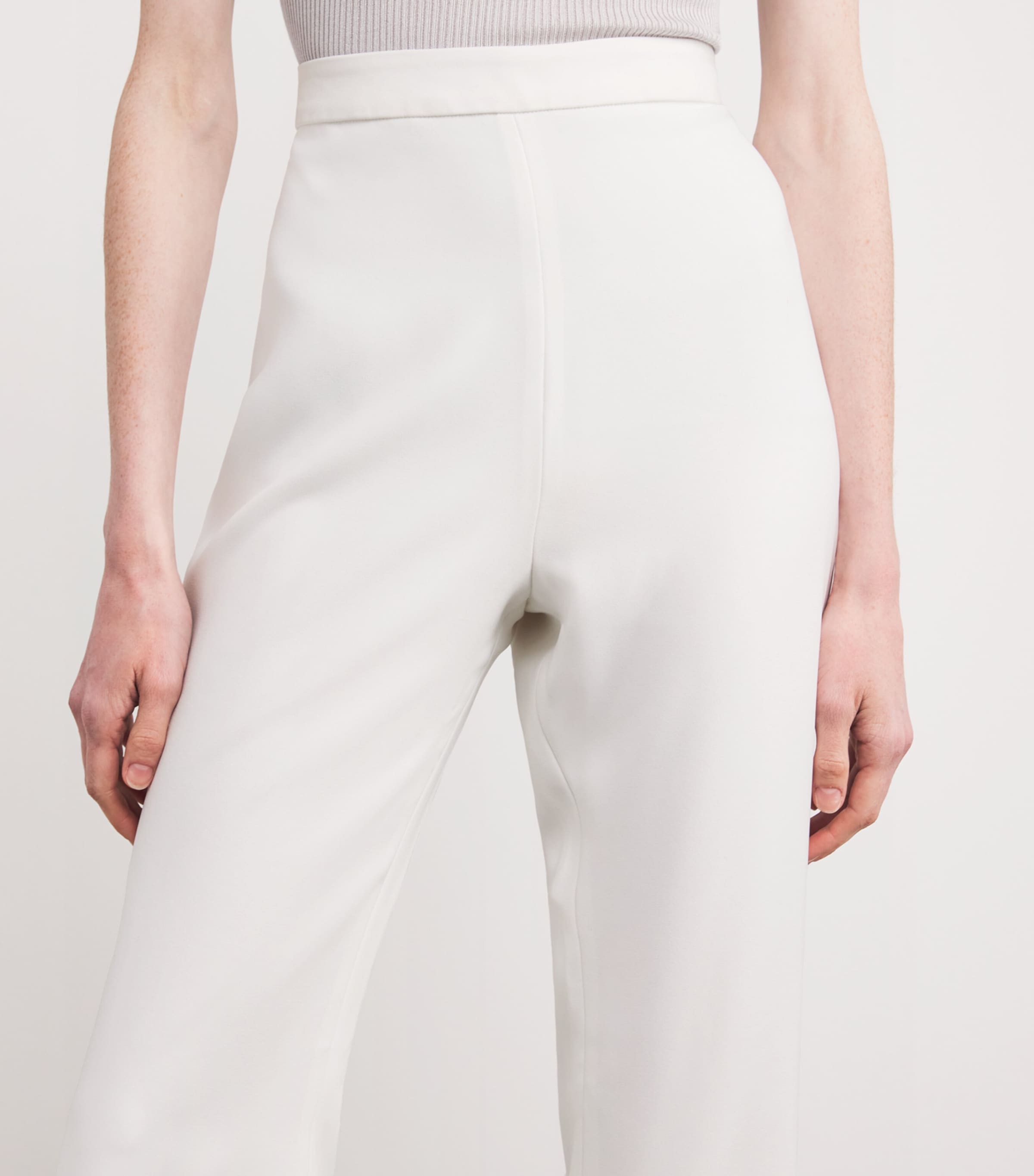 Flared High-Rise Tailored Trousers WHITE Image 6