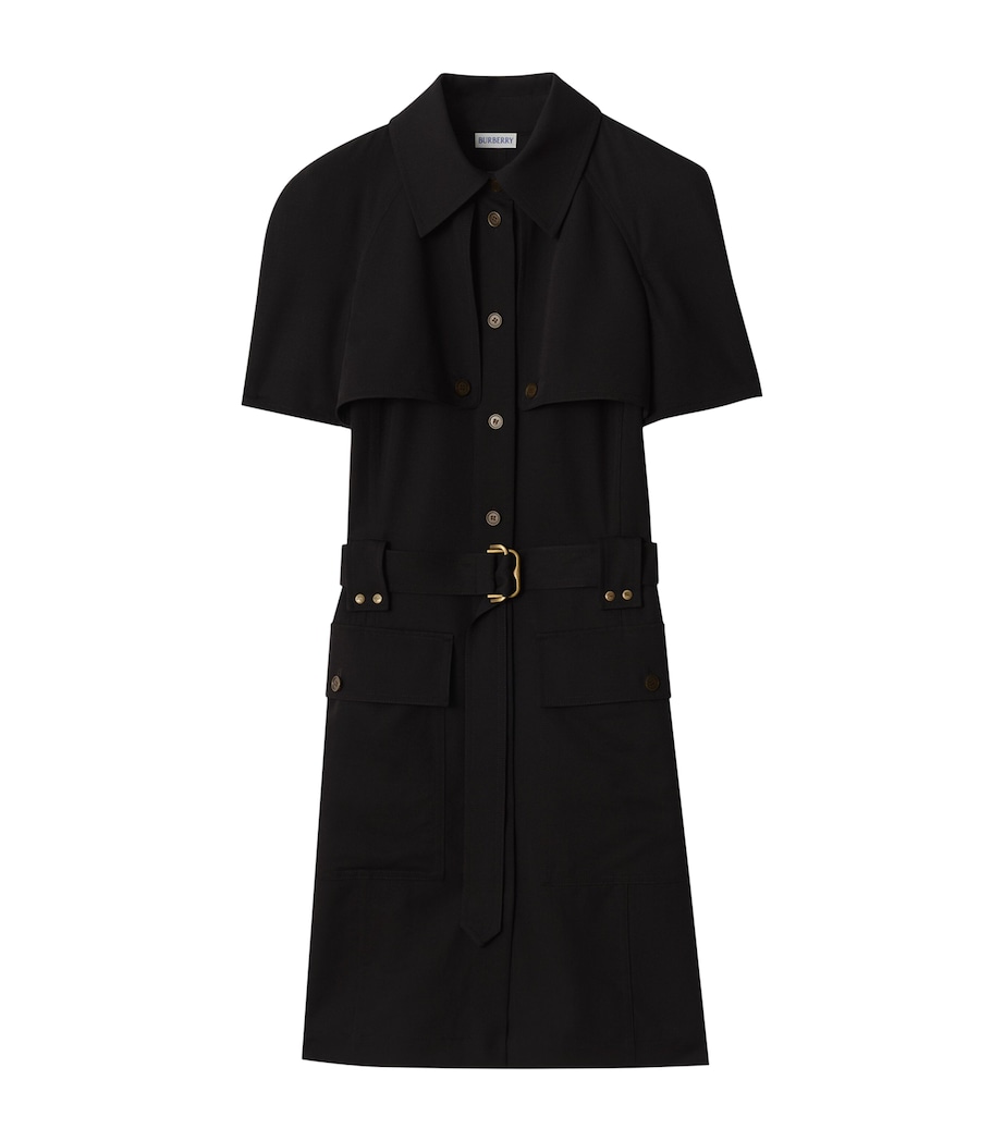 Wool Trench Mini Dress BLACK Image 1