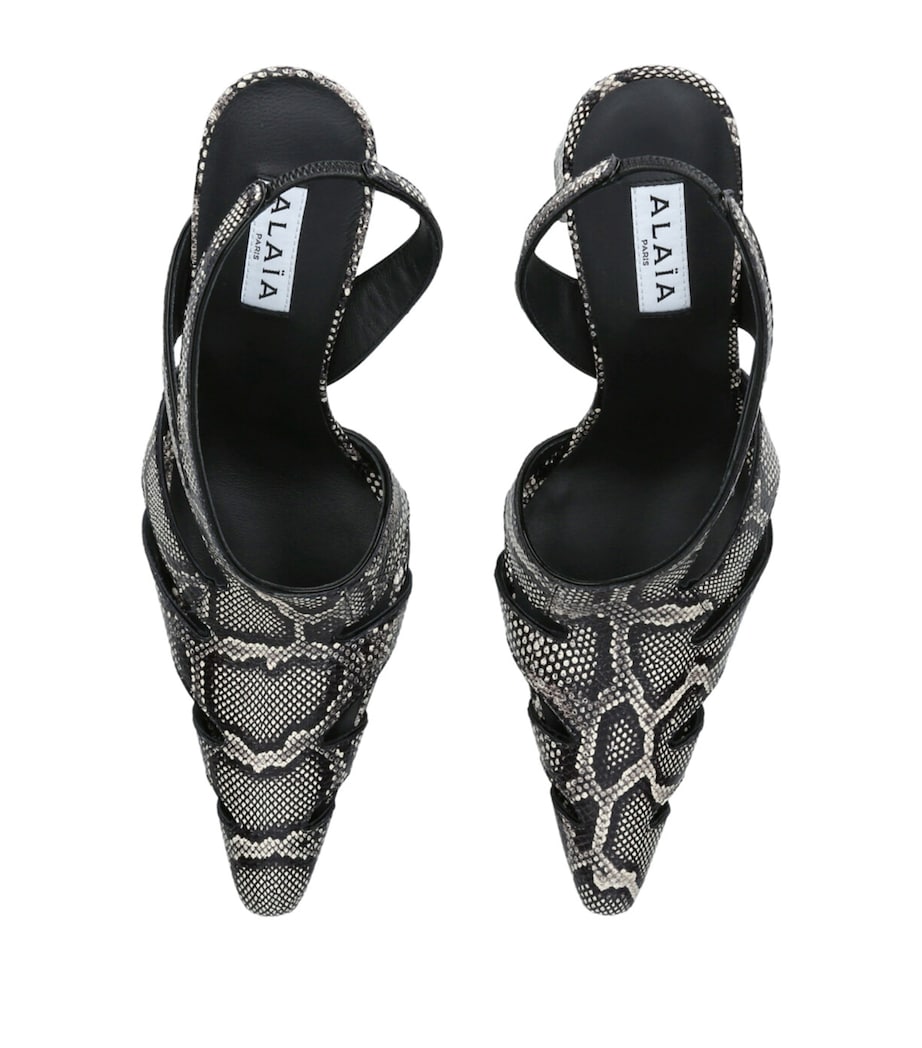 Snakeskin Slingback Pumps 90 WHITE/BLK Image 4