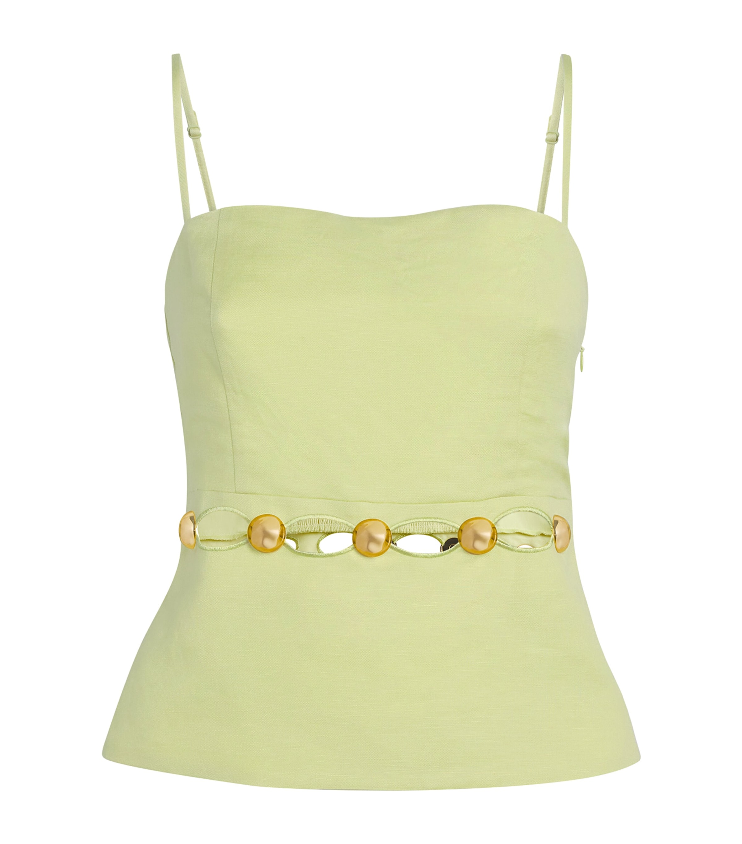 Simkhai Linen-blend Studded Cami In Green