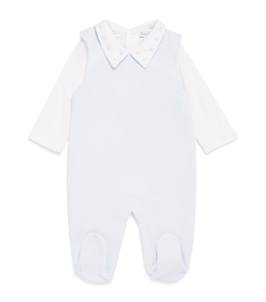 Kissy Kissy Pima Cotton Bodysuit and Dungarees Set (0-9 Months) Light Blue/wh Image 1