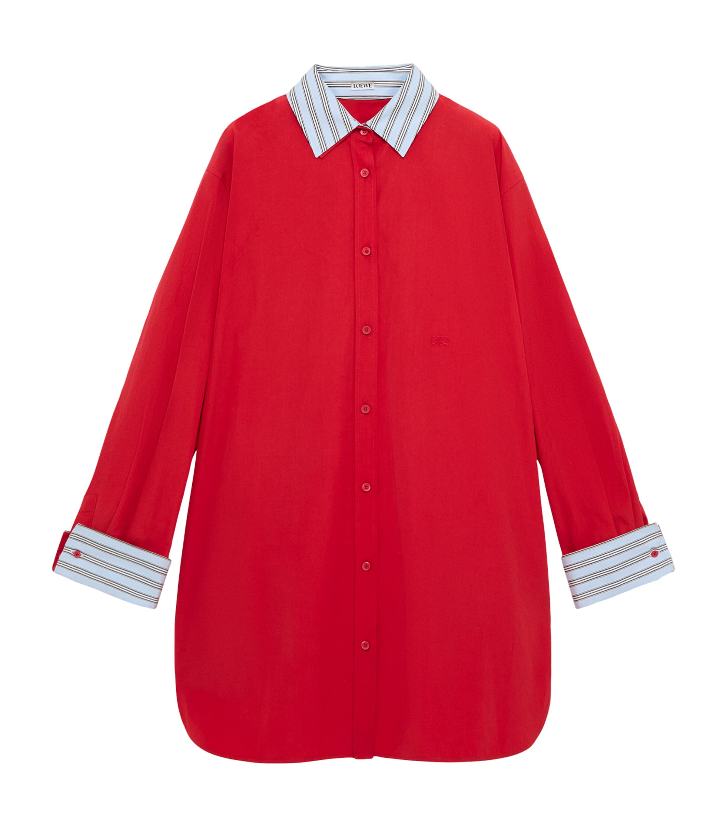 LOEWE Womens Stretch-Cotton Midi Shirt Dress Red Image 1