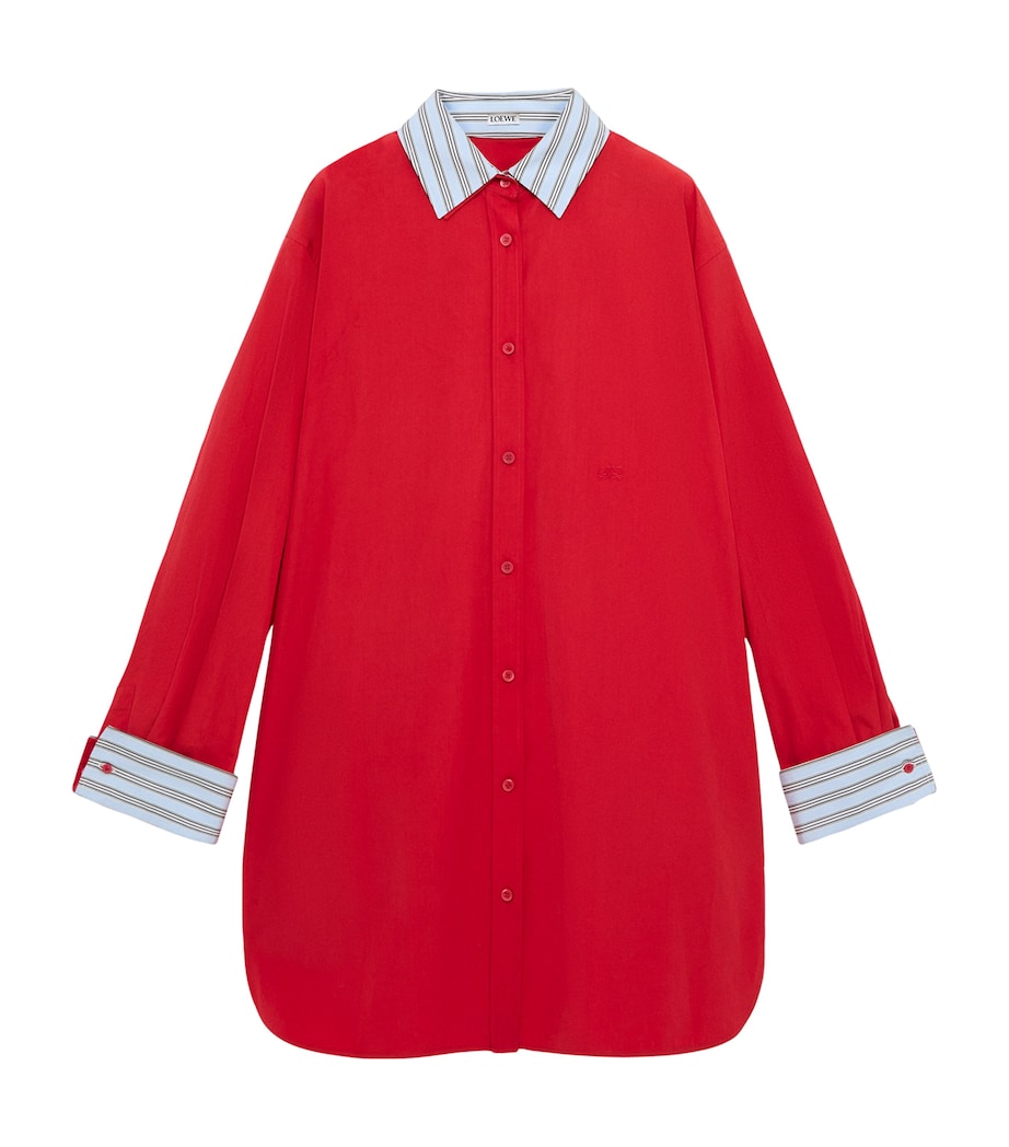 LOEWE Womens Stretch-Cotton Midi Shirt Dress Red Image 1
