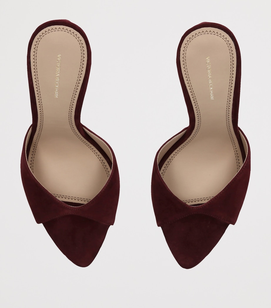 Victoria Beckham Suede Harlow Heeled Mules 100 Wine Image 3