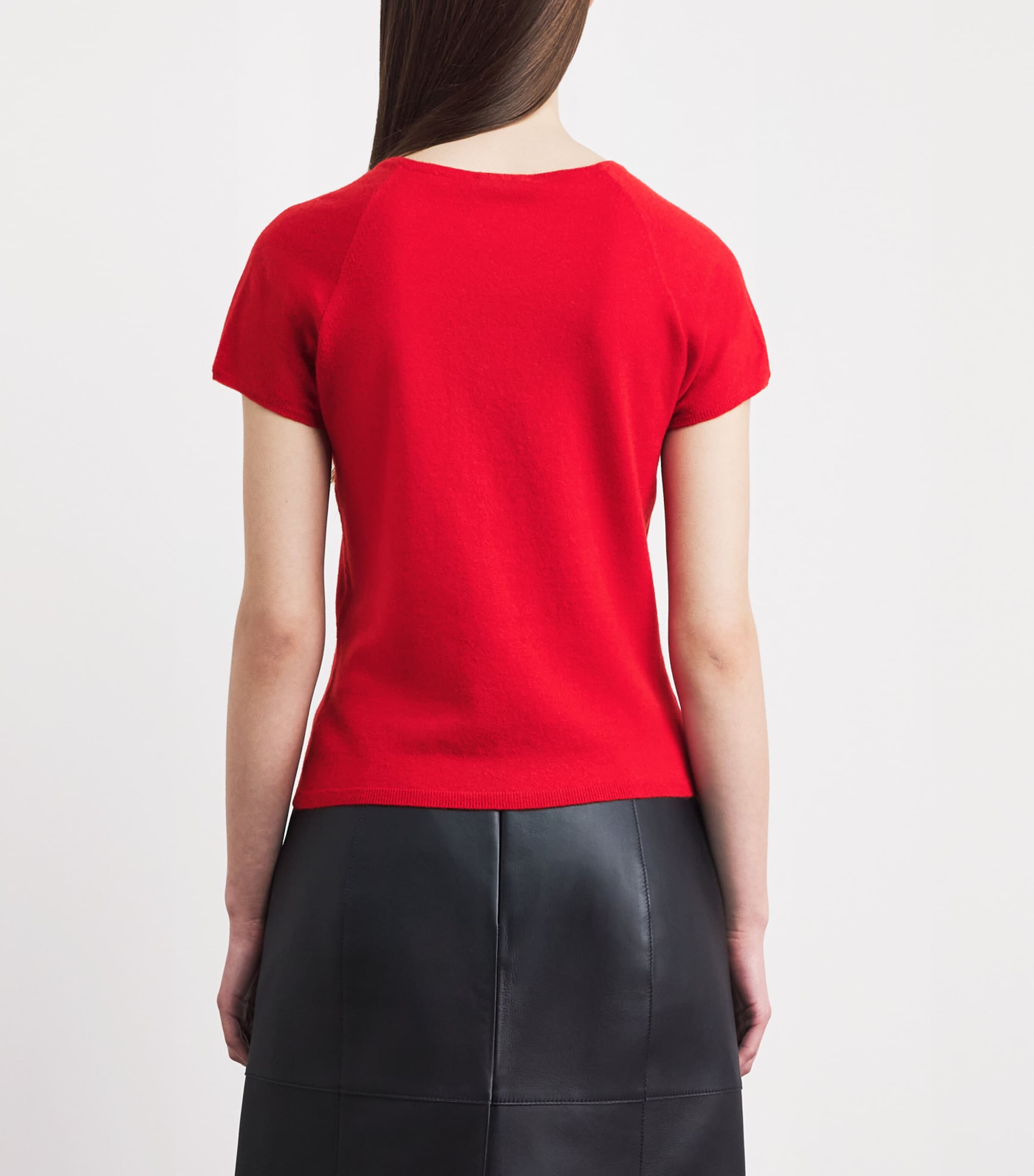 Vince Womens Wool-Cashmere-Blend Short-Sleeve Sweater Poppy Image 5