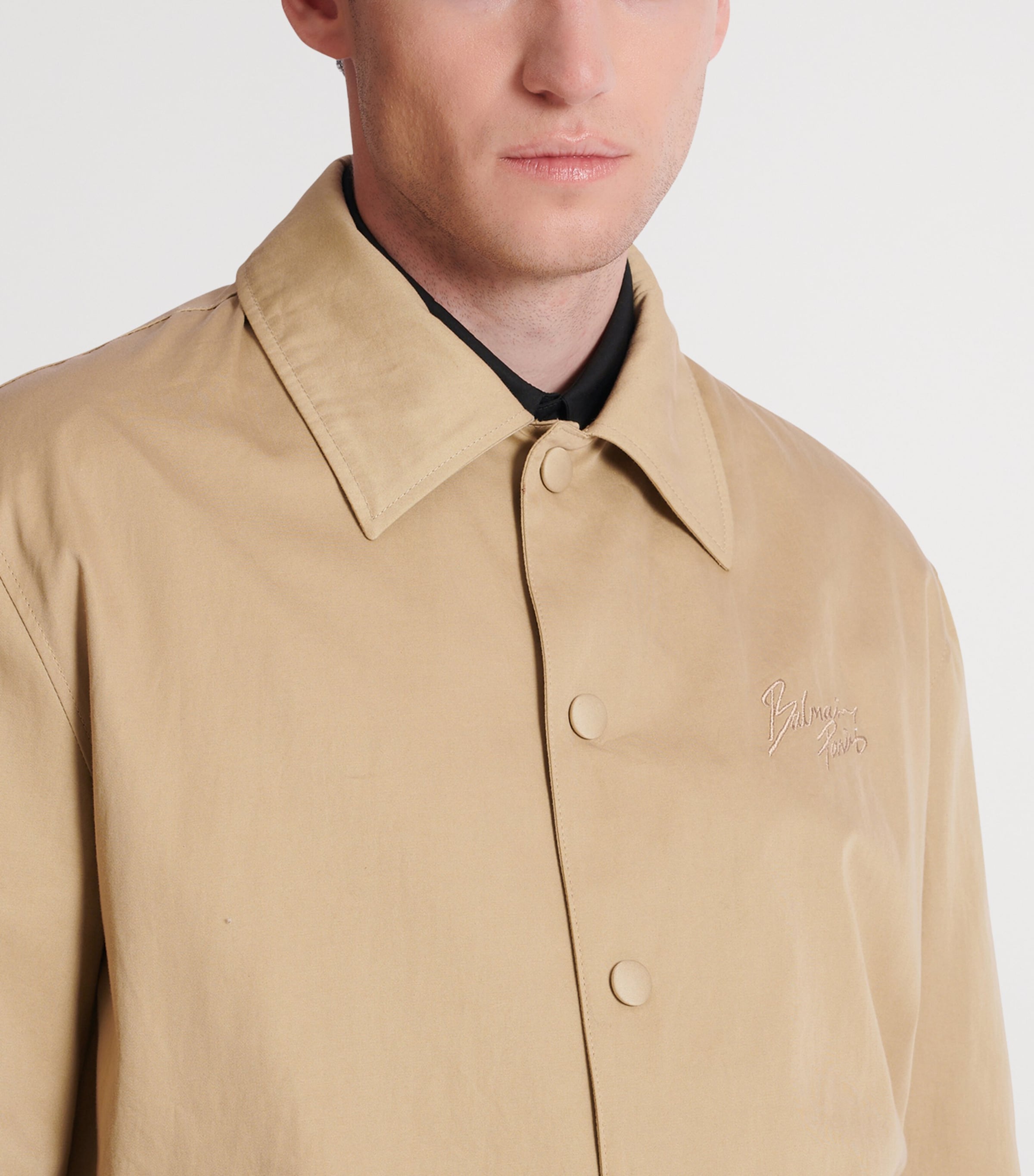 Cotton Embroidered Bomber Jacket 0FK BEIGE Image 8