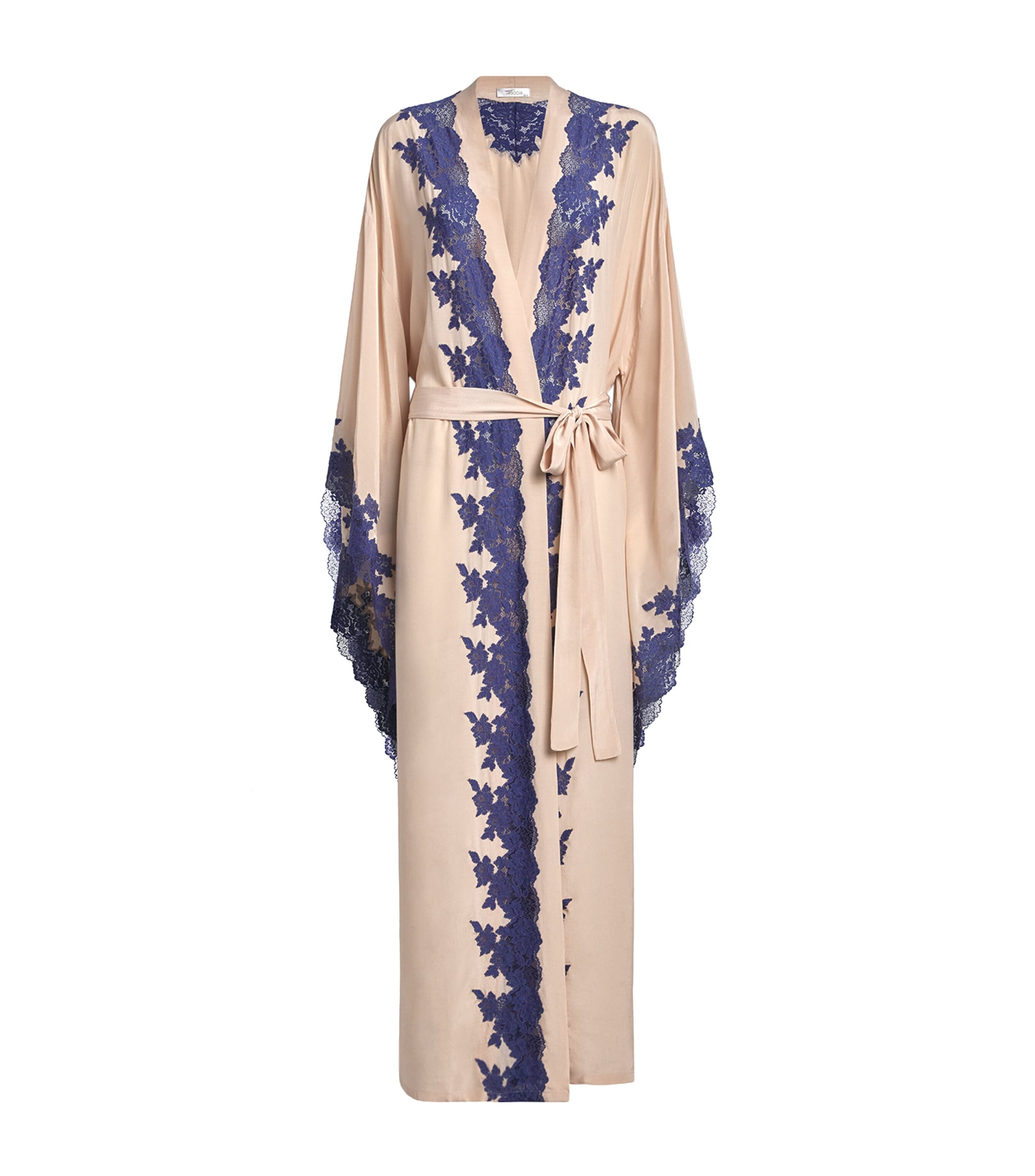 Bocan Lace-trim Marina Long Robe In Pink