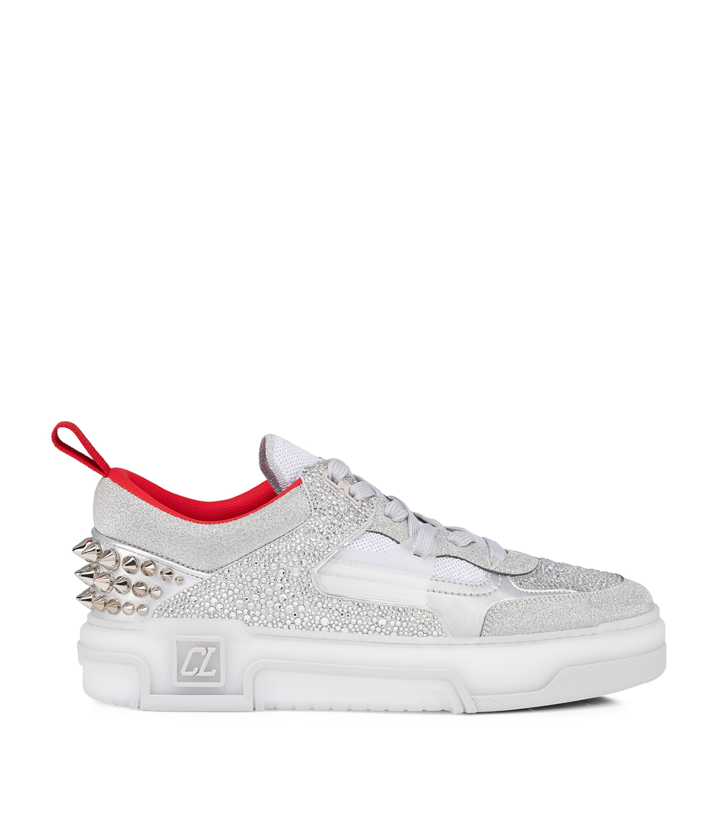 Christian Louboutin Astroloubi Leather Strass Sneakers In Red