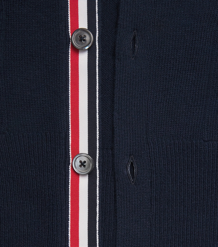 Virgin Wool 4-Bar Stripe Cardigan NAVY Image 5
