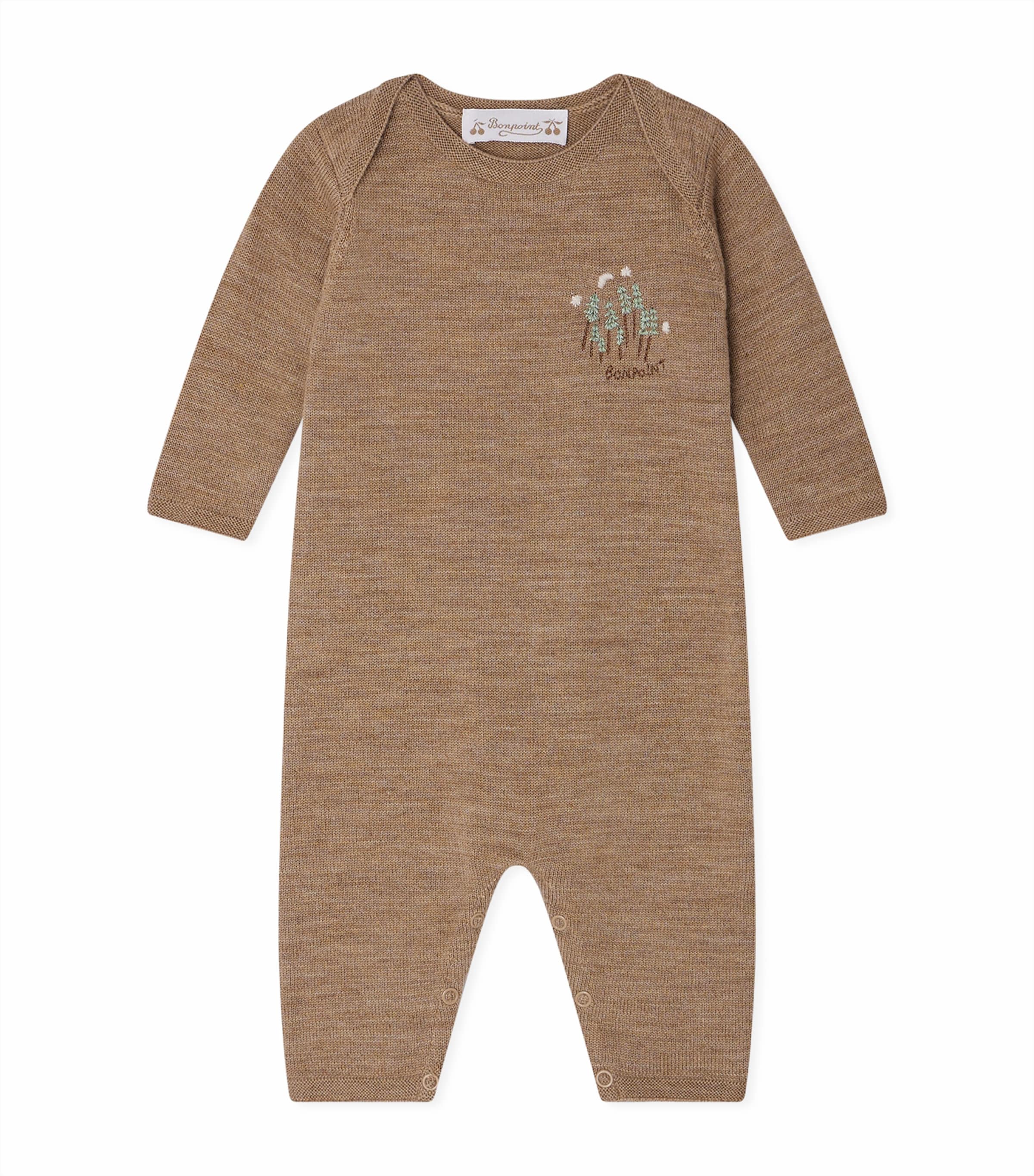 Bonpoint Kids' Wool Playsuit In Brown