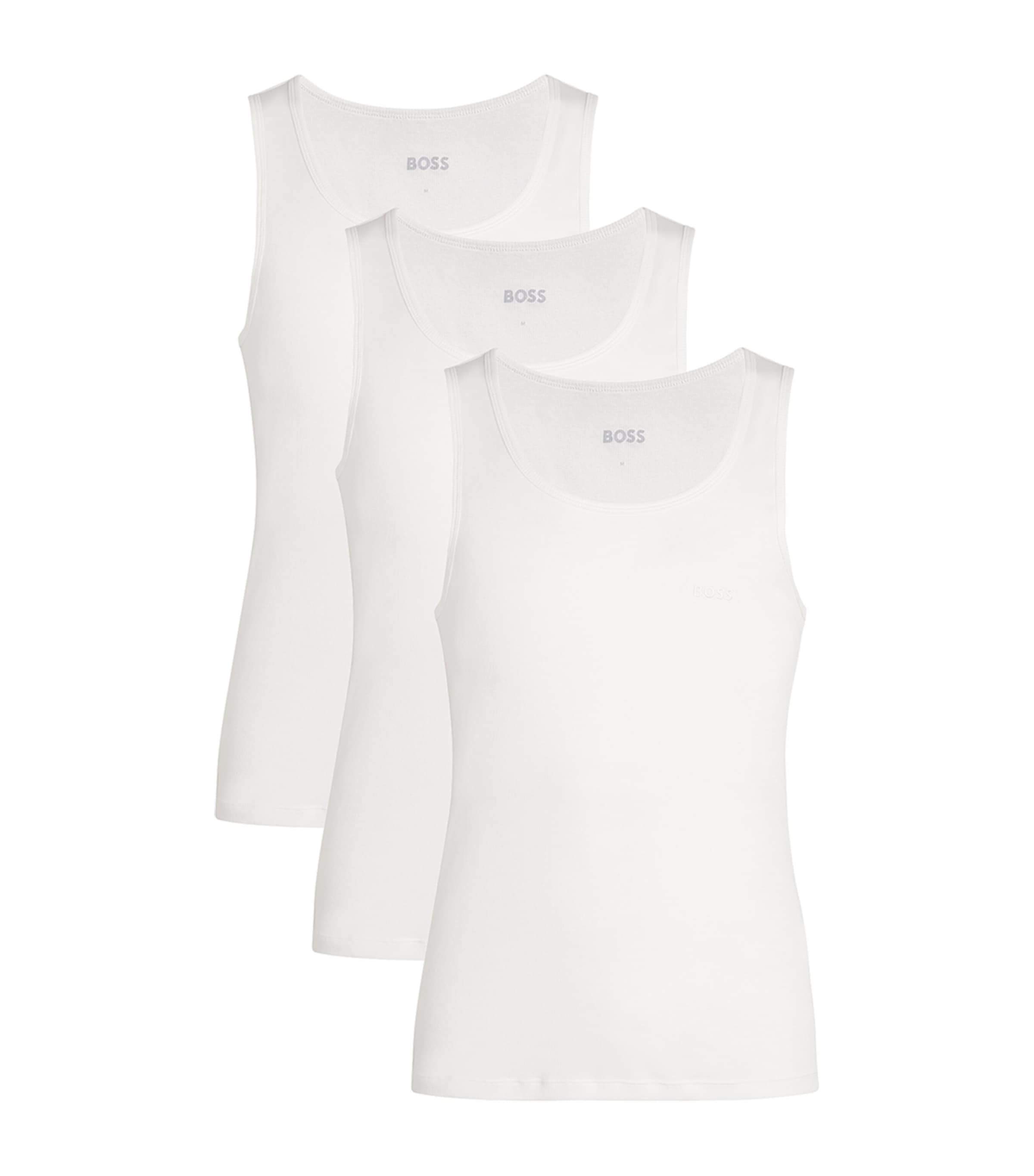 Shop Hugo Boss Pack Of 3 Cotton Tank Tops In White