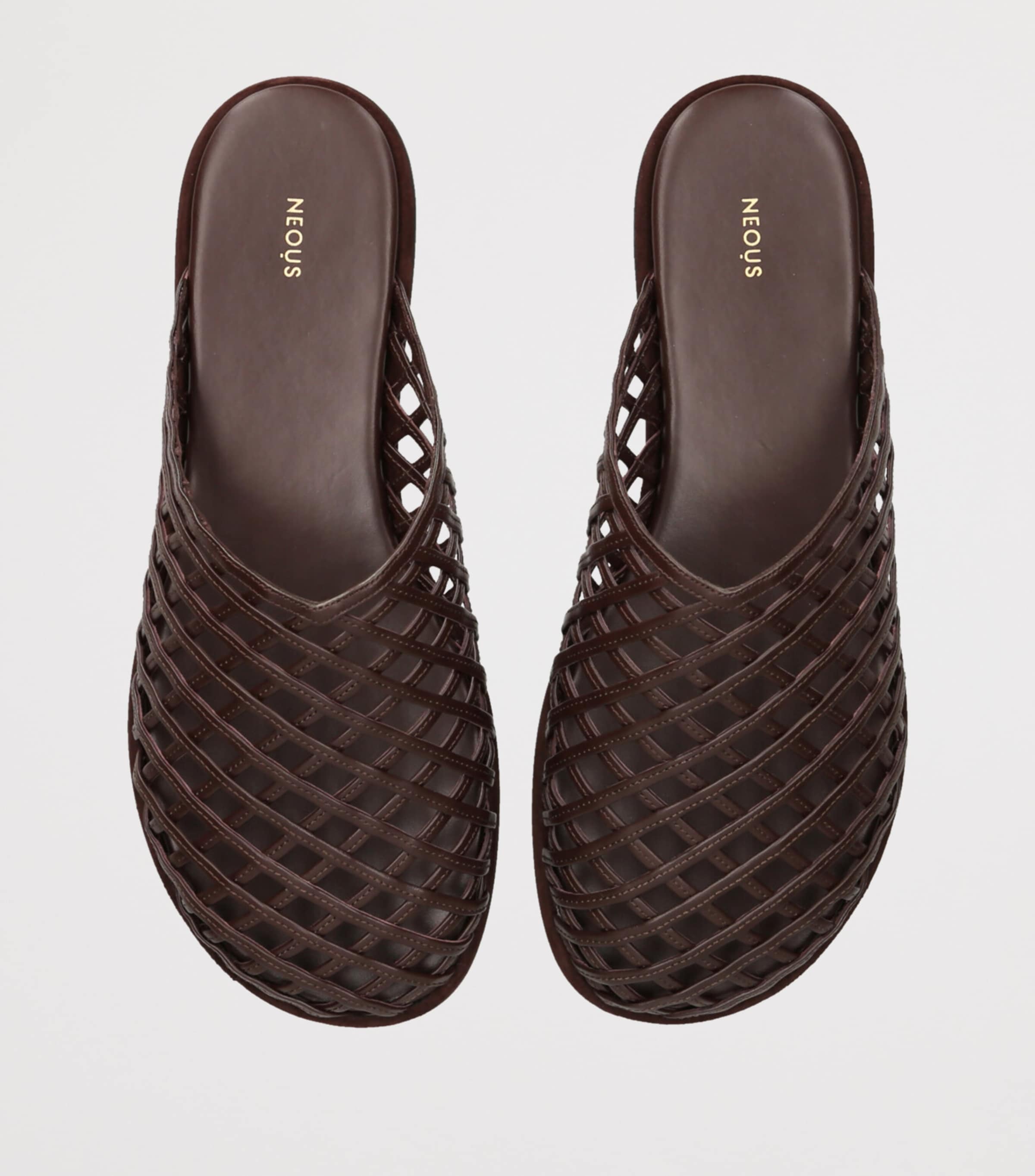 Leather Woven Atik Slides DARK BROWN Image 4