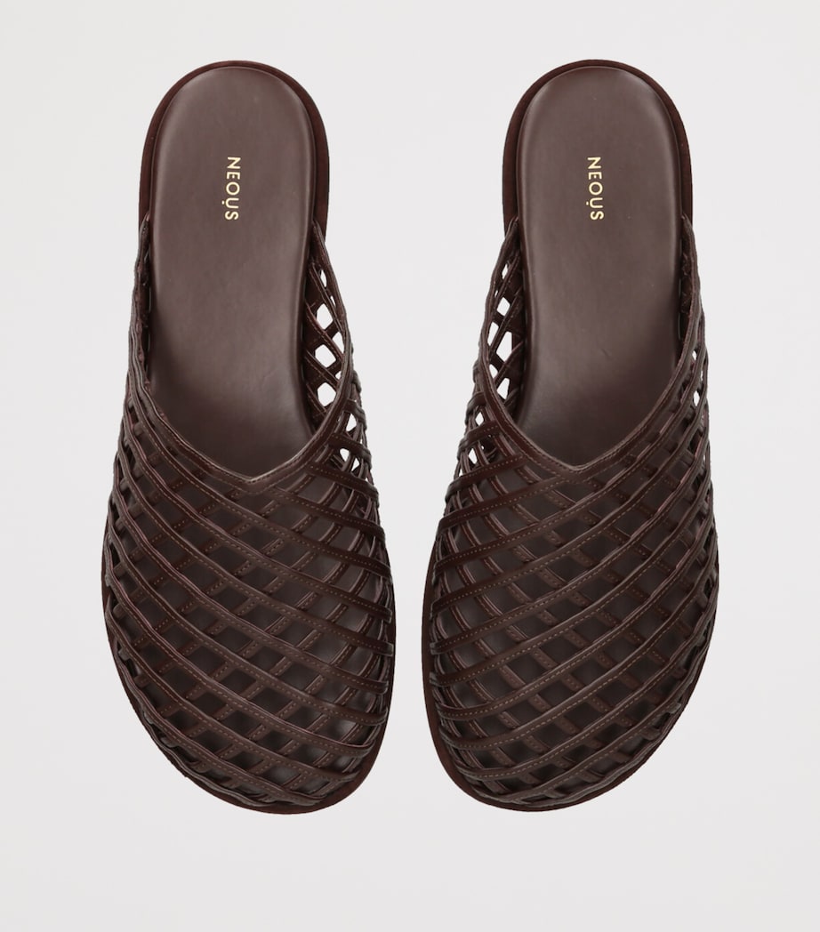 Leather Woven Atik Slides DARK BROWN Image 4