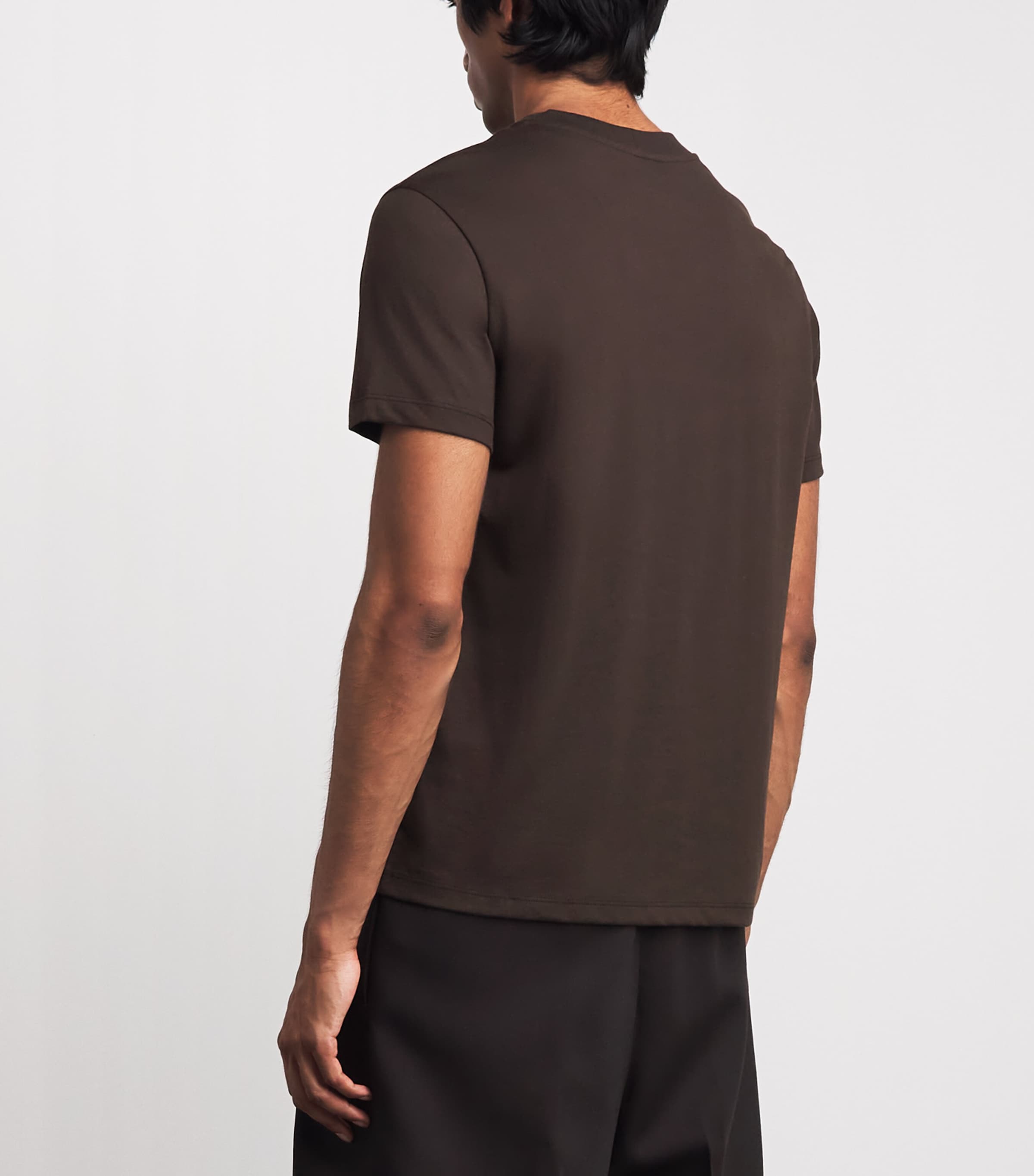 Sandro Paris Mens Cotton Logo-Patch T-Shirt Chocolate Image 5