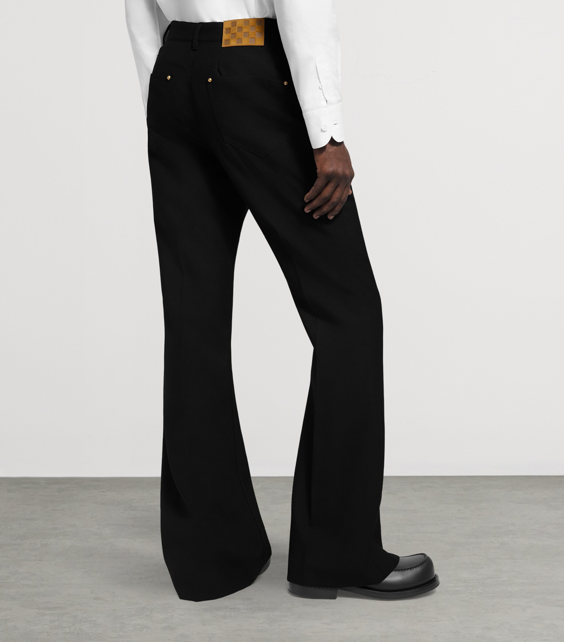 Wool-Mohair Flared Tailored Trousers BLACK Image 3