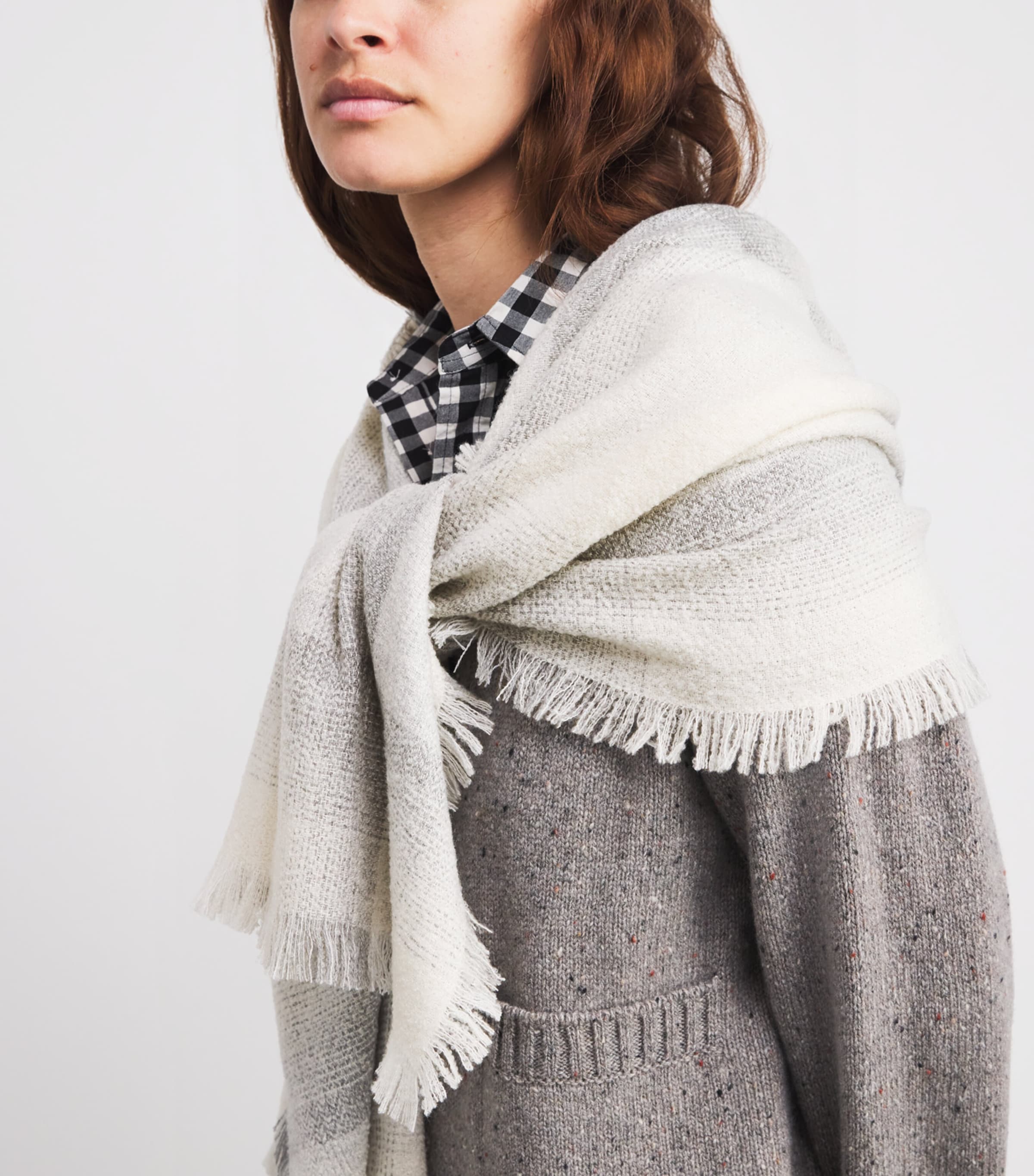 Cashmere-Silk Blurred Bouclé Scarf RU7669 ECRU Image 2