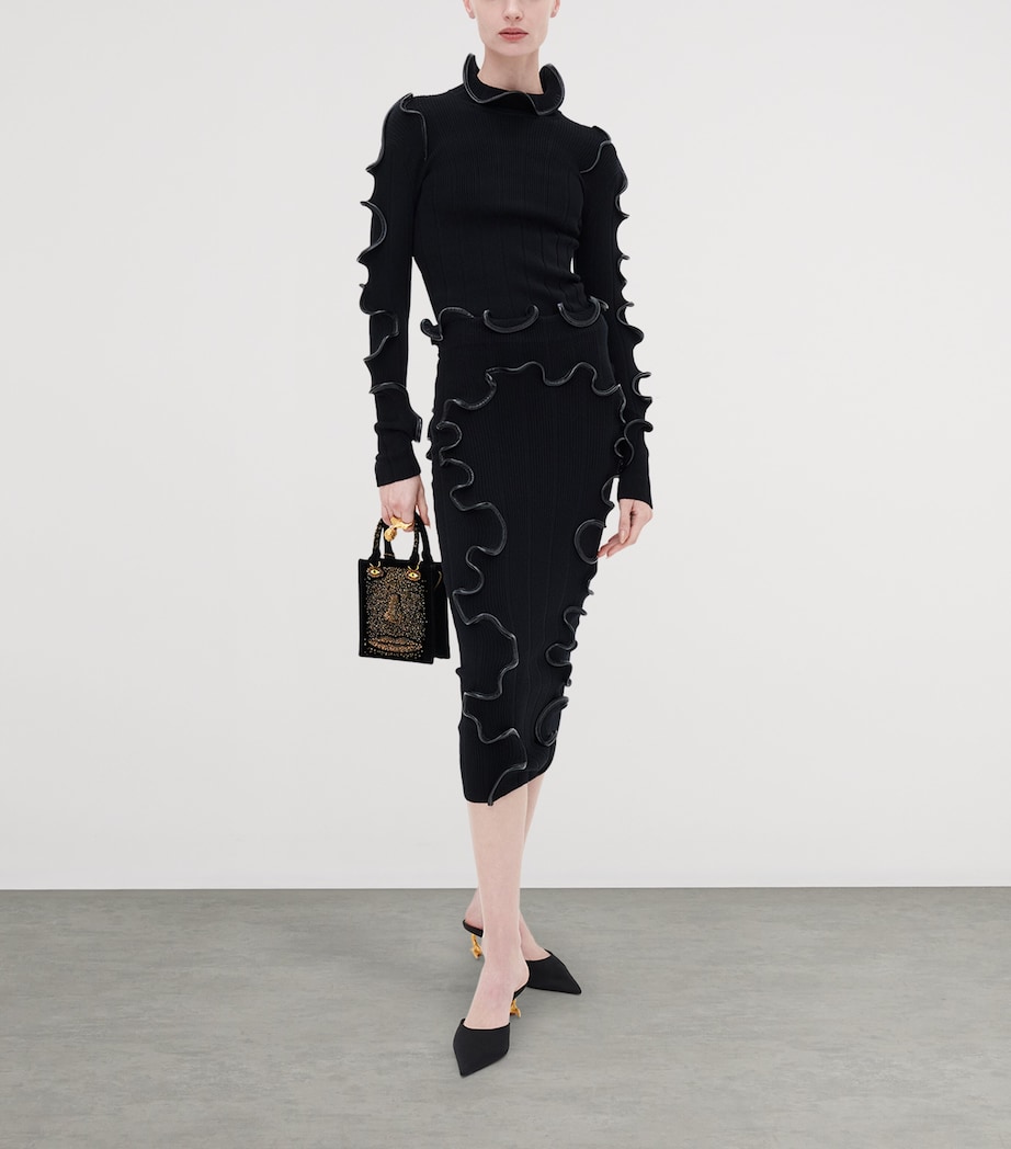 Schiaparelli Womens Wool-Blend Ruffled Sweater Black Image 2