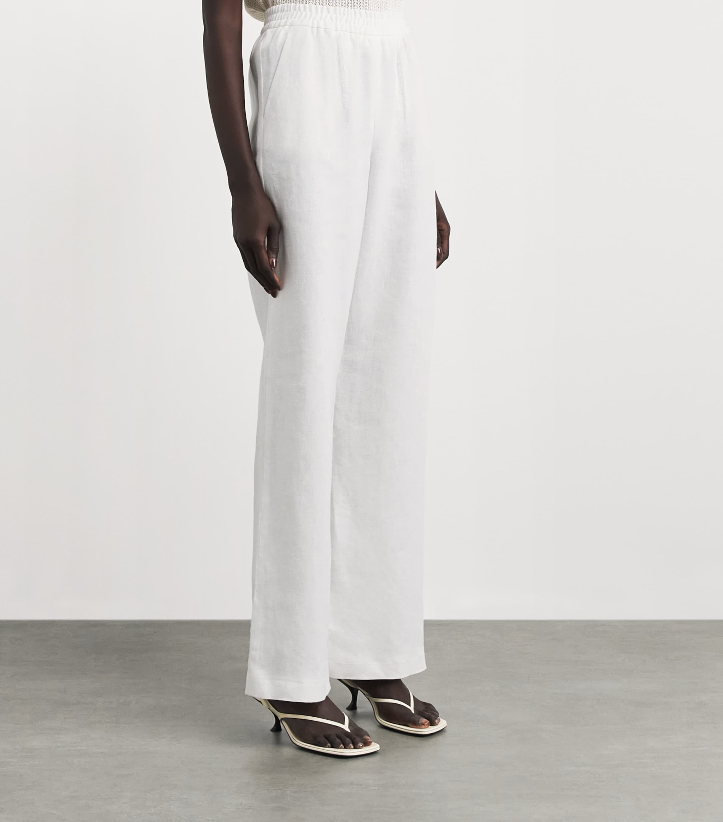 Eleventy Linen Elasticated Trousers Bianco Image 4